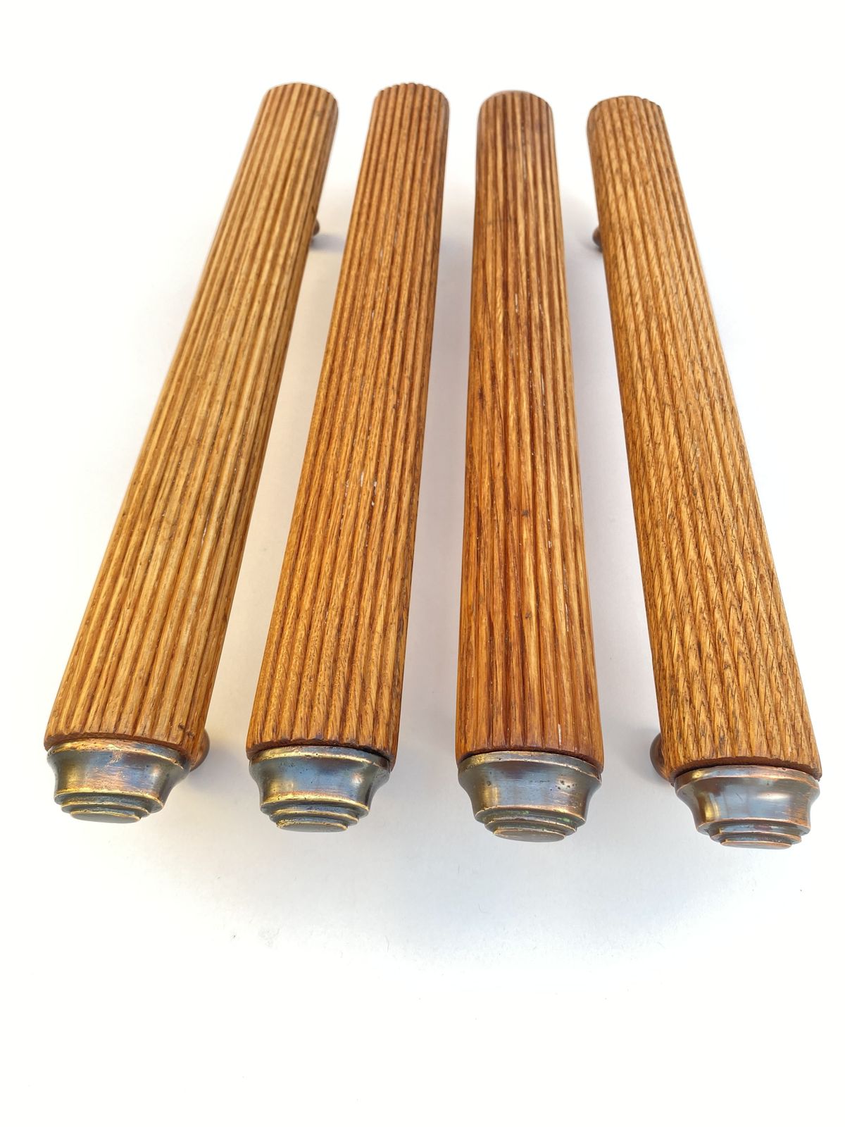600.0 1st Batch Of Early 20th Century 1900 30s English Oak Copper And Brass  Door Handles                                                                                             Per Pair photo