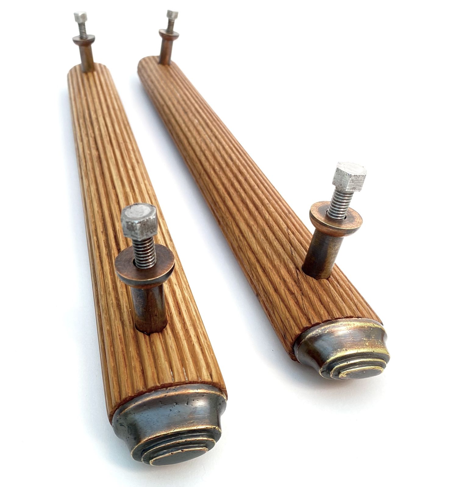 photo buy 1st Batch Of Early 20th Century 1900 30s English Oak Copper And Brass  Door Handles                                                                                             Per Pair