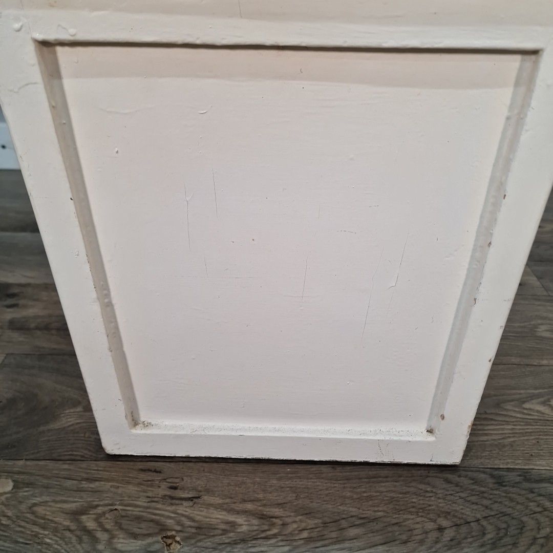 photo vintage Vintage Painted Storage Box Wooden Lift Lid Laundry Chest Toy Tool Blanket