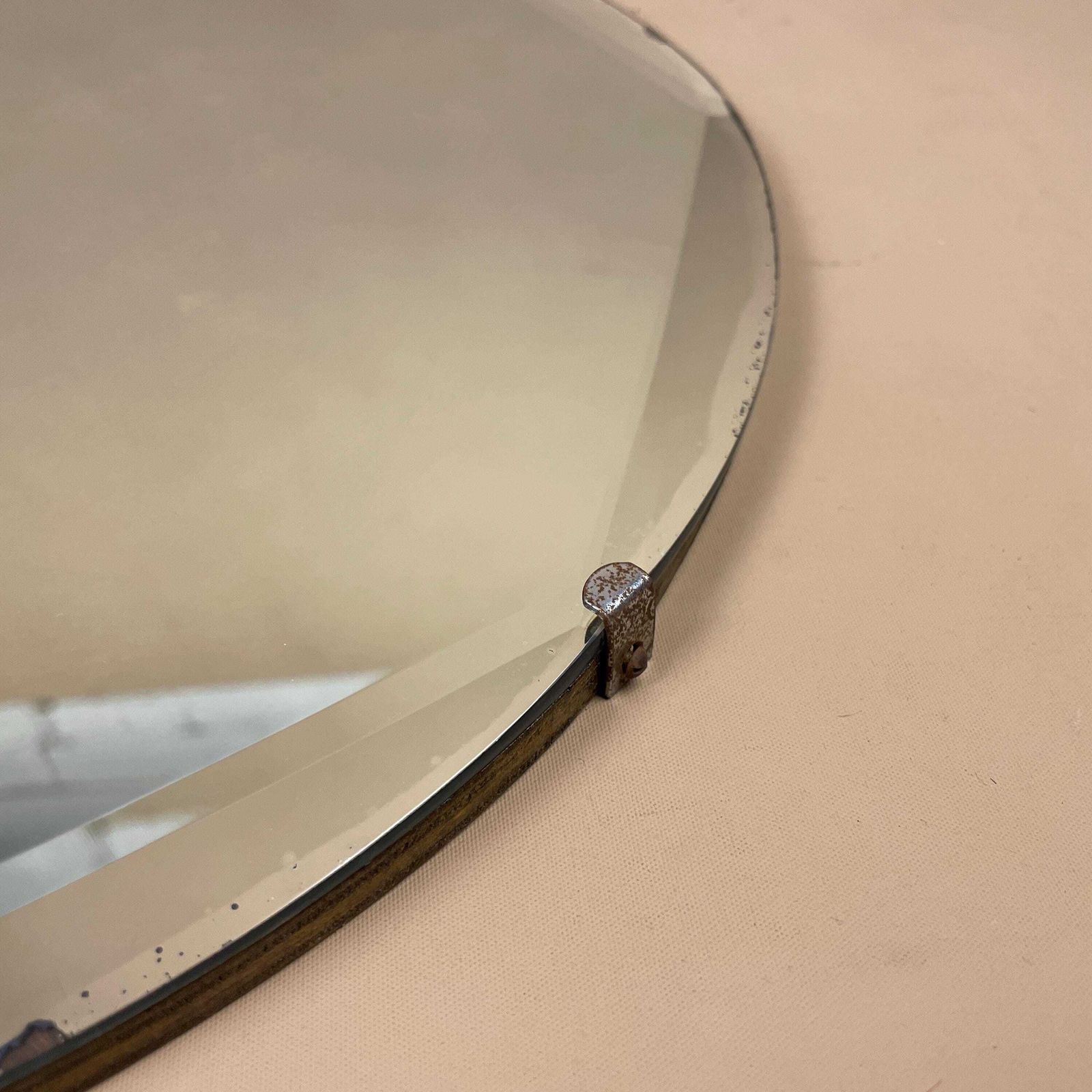 Round Bevelled Wall Mirror Frameless Vintage Wood Back Mid Century Minimalist Art Deco Antique Style Hanging Mirror Home Decor. photo buy