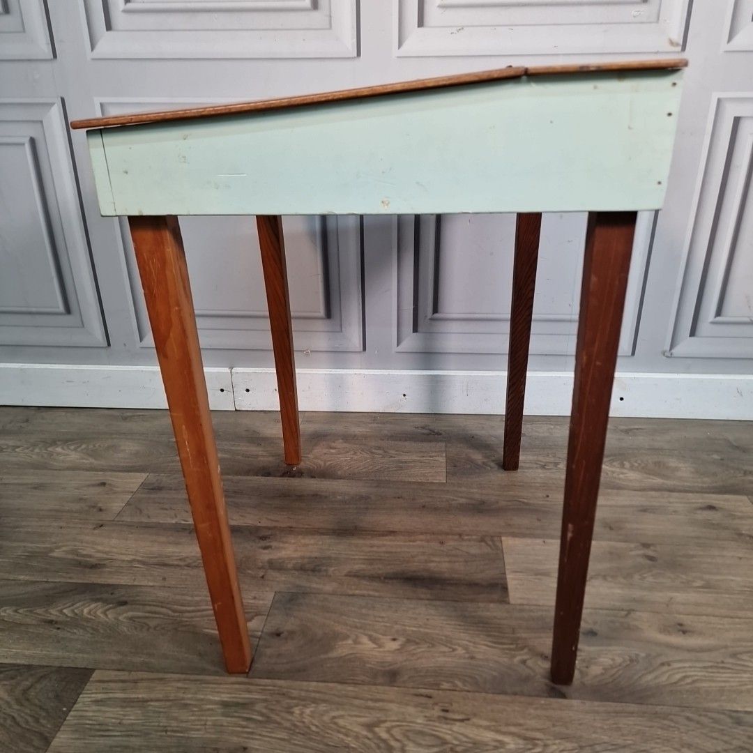 Vintage Writing Desk Sloped Top School Lift Lid Storage – Retro Children's Table photo for sale