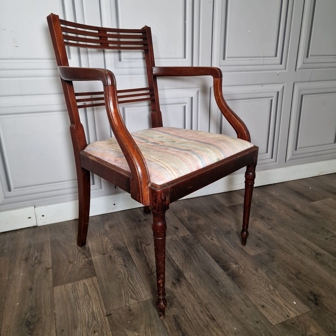 Antique Desk Elbow Chair Georgian Style Carver Armchair Fireside Wood Mahogany photo furniture
