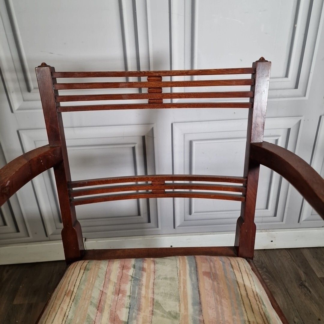 Antique Desk Elbow Chair Georgian Style Carver Armchair Fireside Wood Mahogany photo vinterior