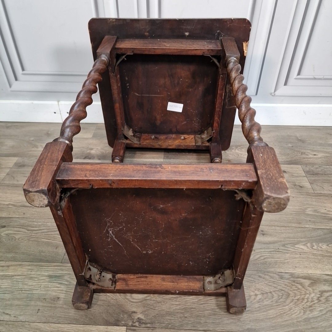 Antique Oak Hall Table Vintage Wooden Barley Twist Occasional 2 Tier Lamp photo Furniture