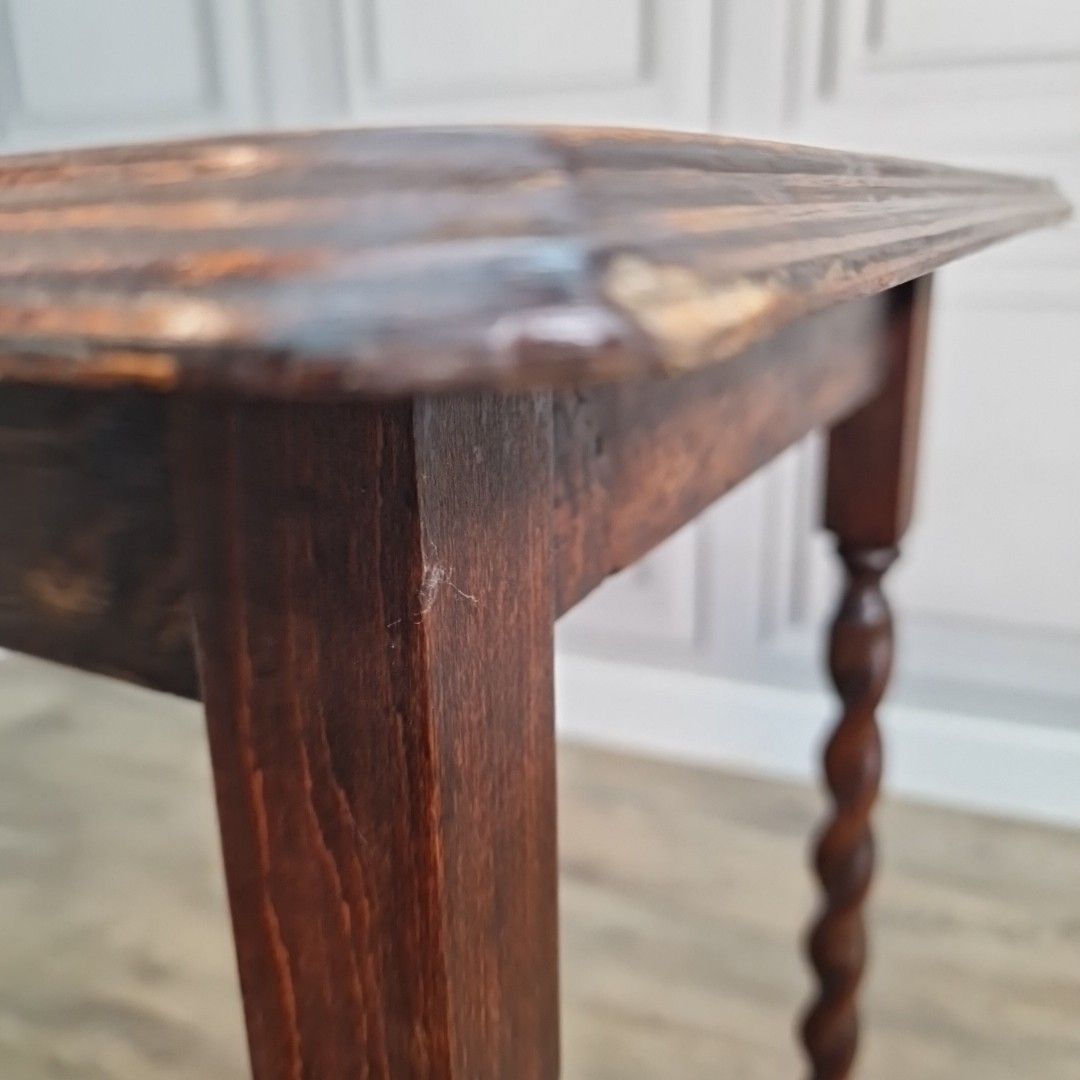 photo for sale Antique Oak Hall Table Vintage Wooden Barley Twist Occasional 2 Tier Lamp