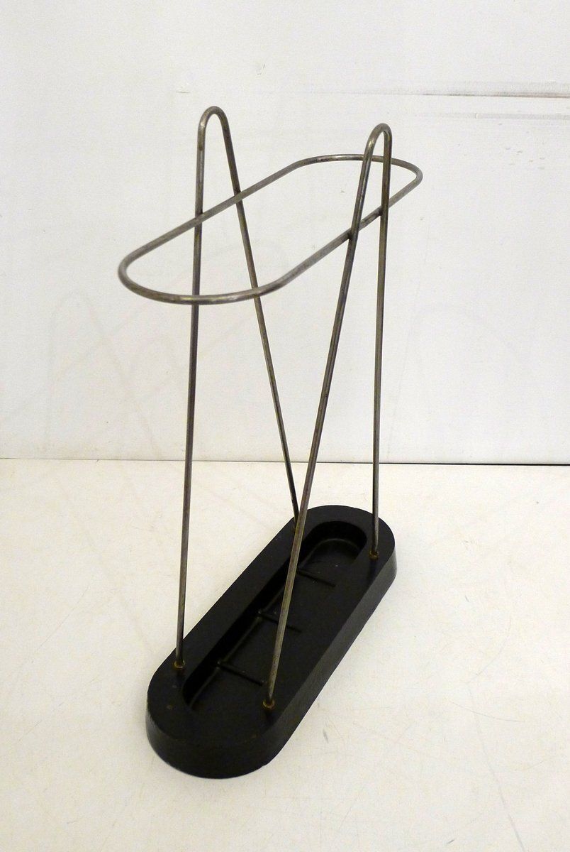 Modern Umbrella Stand In Chromed Metal And Cast Iron, 1950s photo Home Decor