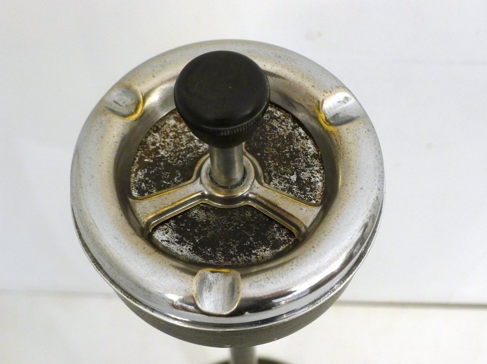 Mid Century Modern Metal Standing Ashtray With Push Button Lid, 1950s photo vinterior