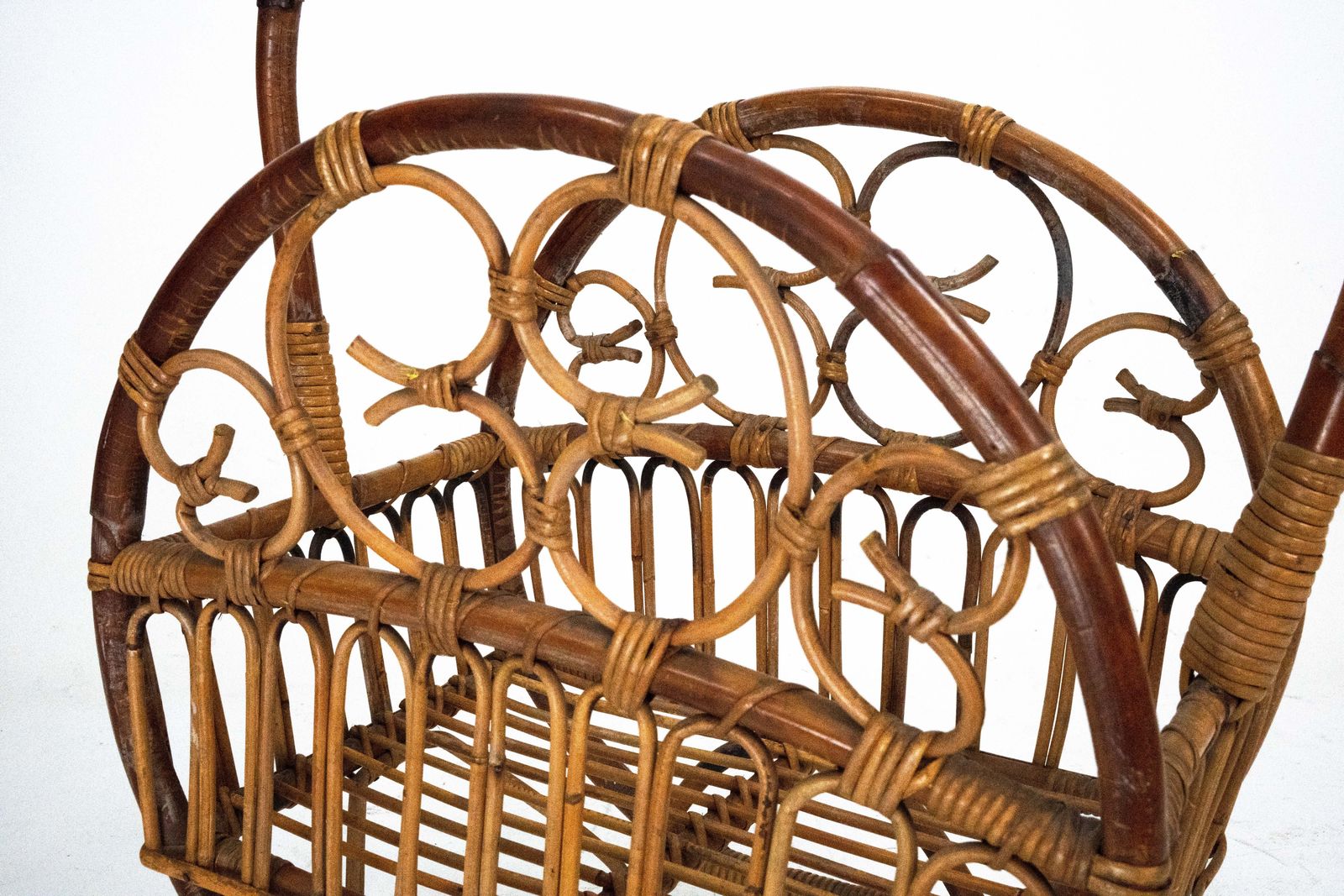 photo for sale Italian Bamboo & Rattan Magazine Rack, 1950s