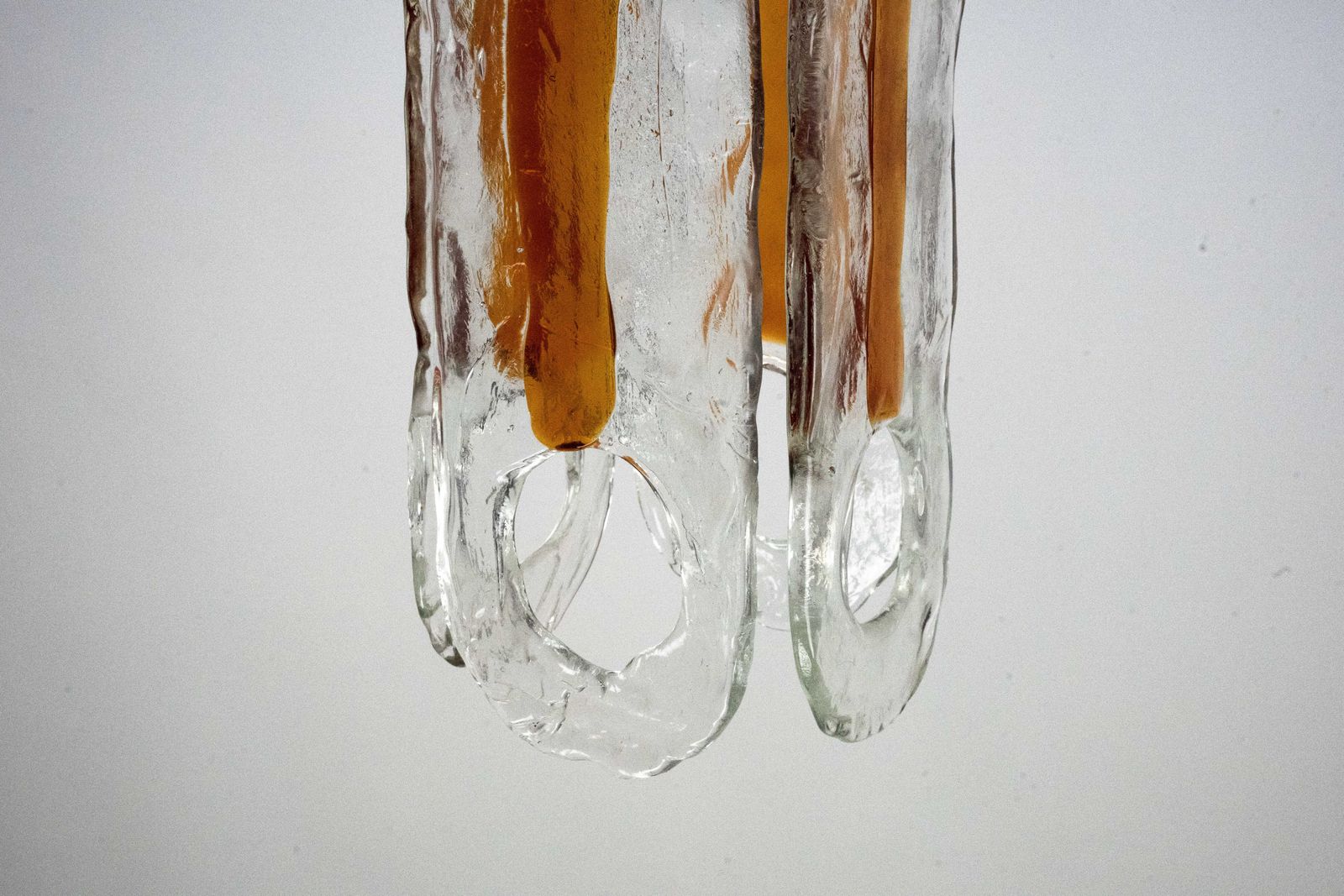 Lighting Italian Vintage Murano Glass Chandelier By Mazzega, Model Occhio. Italy 1970s photo