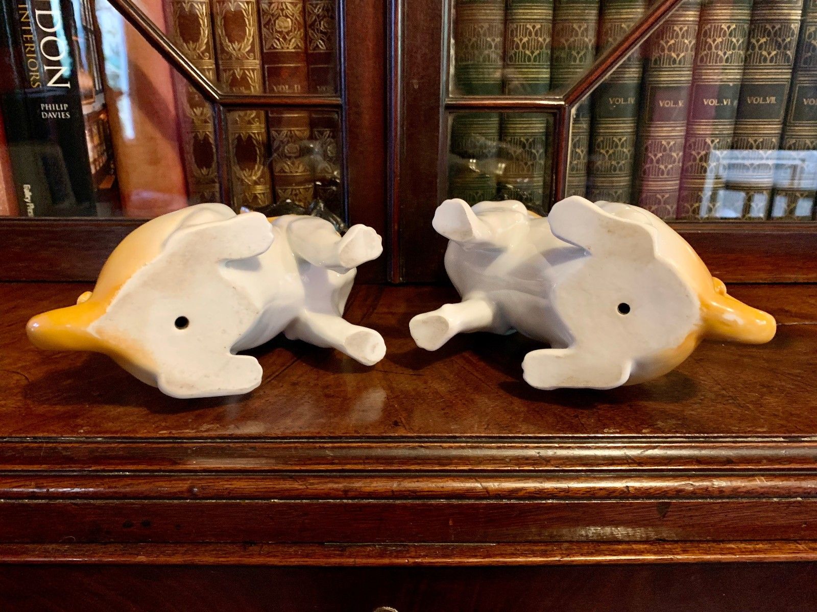 Antique Pair Of Staffordshire Style Pug Dogs Seated Figurines Fawn & Black 6.5” photo 85.0