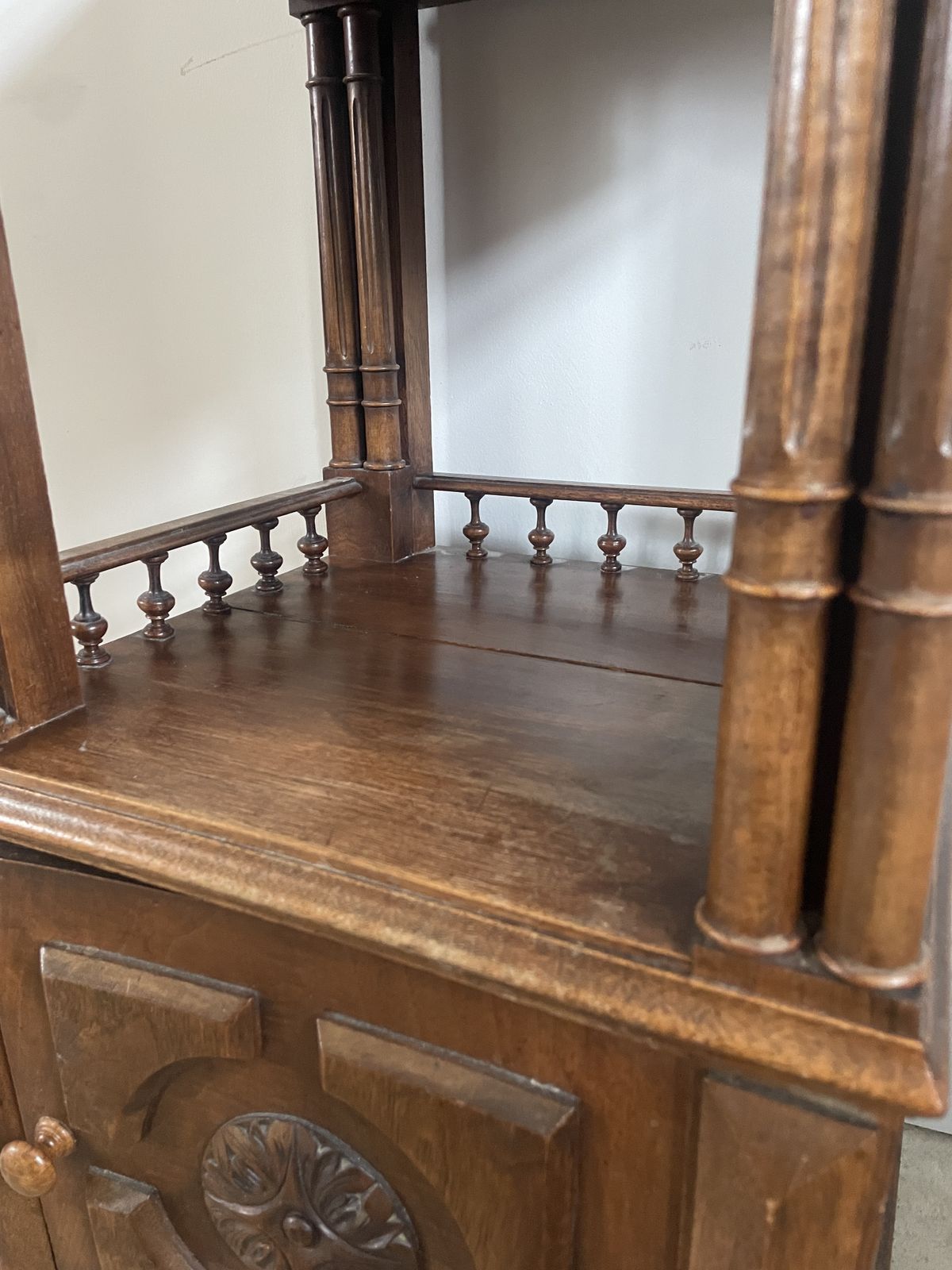 An Antique French Walnut Marble Topped Bedside Cabinet photo 280.0