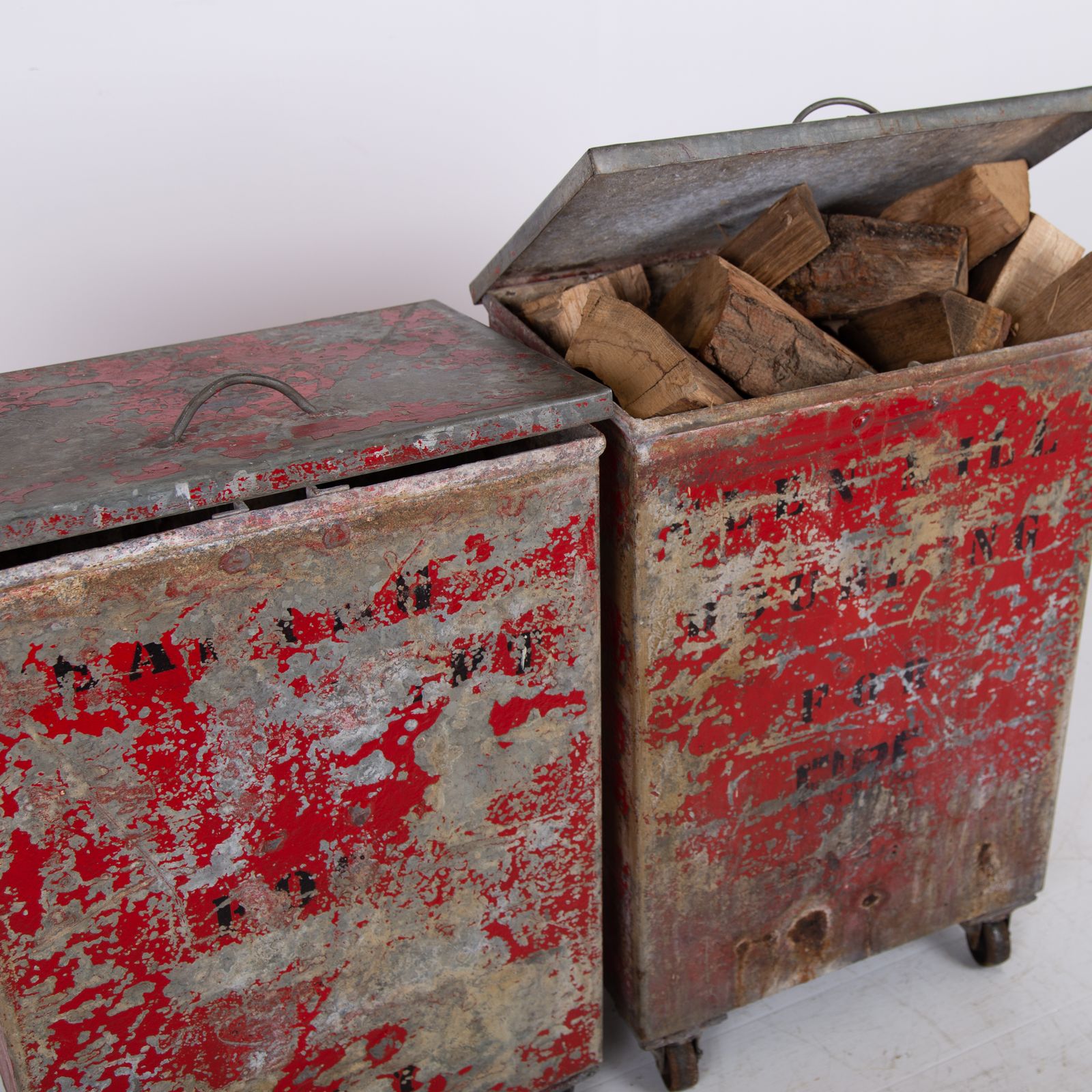 Furniture Vintage Fire Bin On Wheels From Richard Arkwright Masson Mills photo