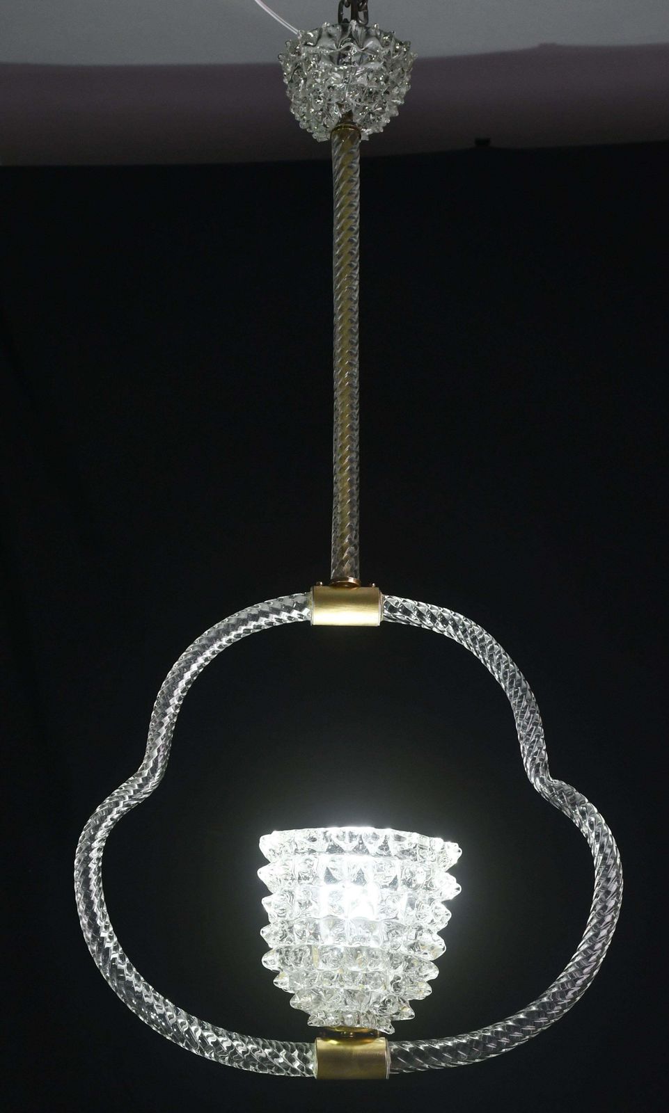 Extraordinary Clear Rostrato Murano Glass Chandelier By Barovier & Toso, 1940s photo vinterior