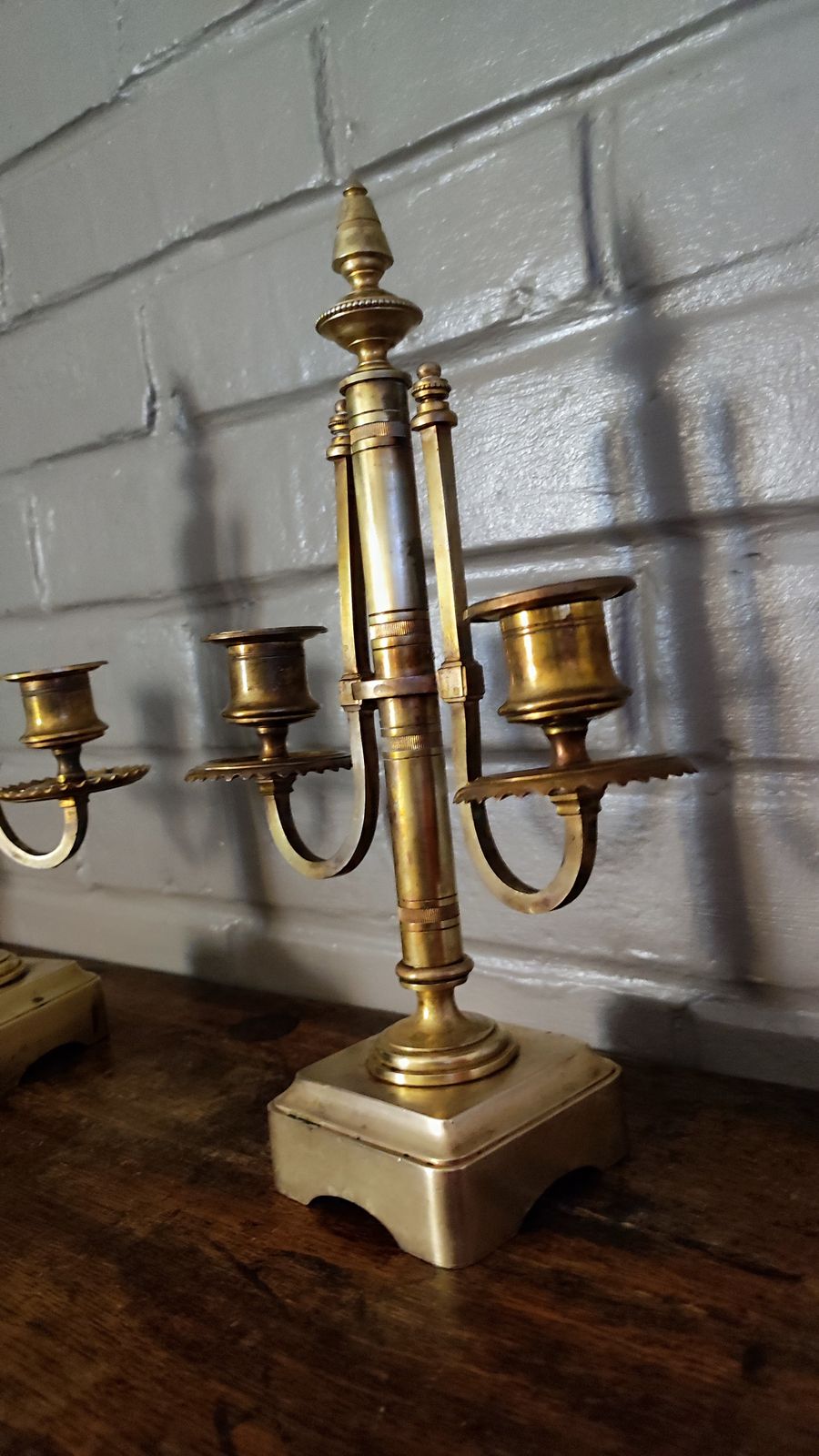 photo vinterior French Antique Two Arm Candelabras Candlesticks In Bronze Louis XVI Style