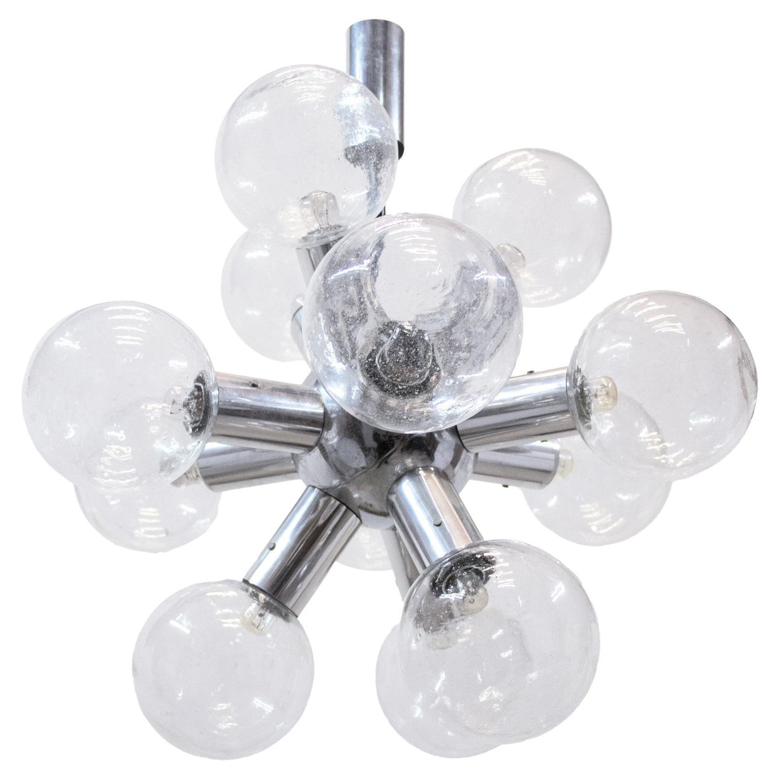 1970 Austria Kalmar Sputnik Chandelier Glass Balls & Chrome 'Rs 12'