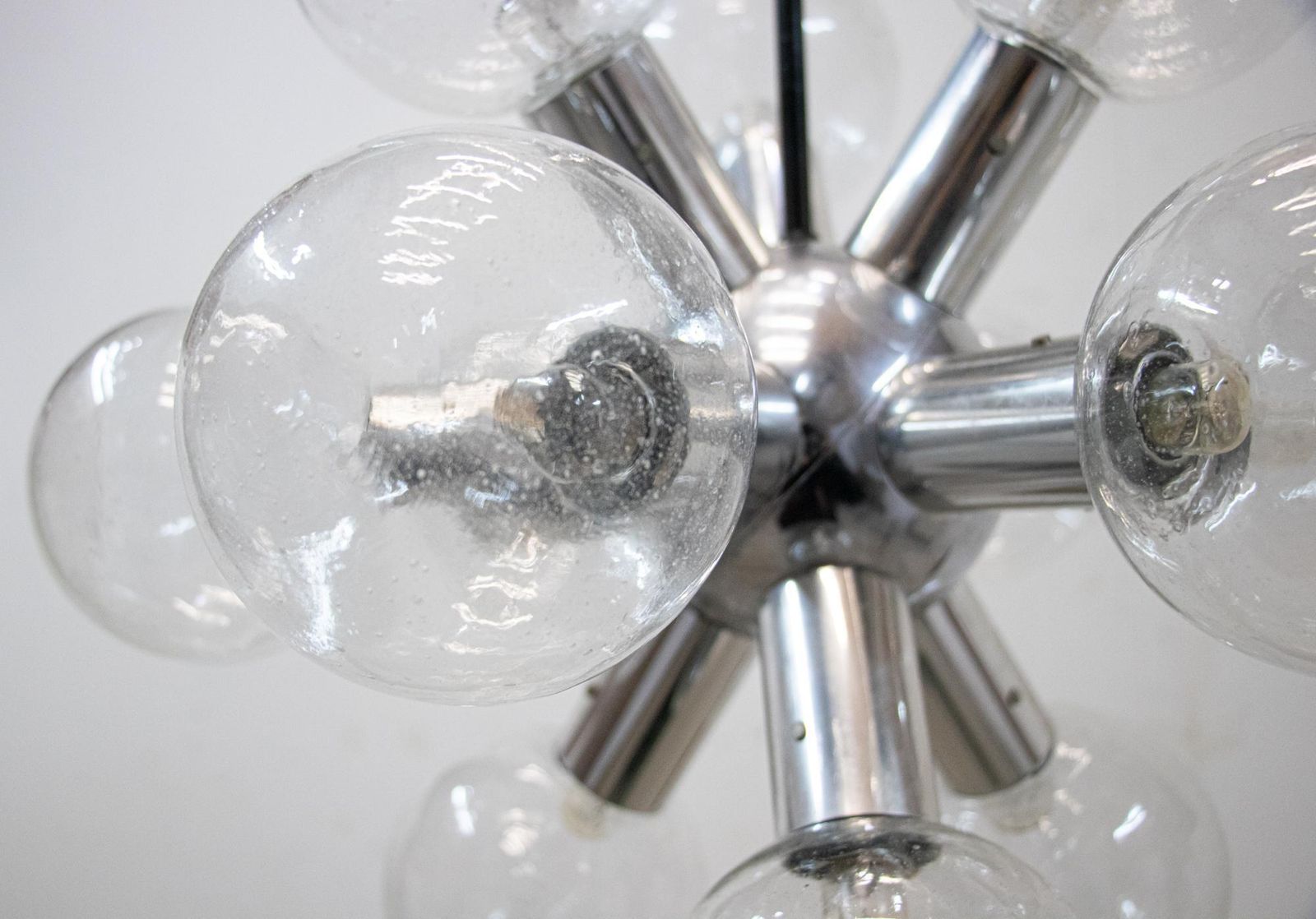 1970 Austria Kalmar Sputnik Chandelier Glass Balls & Chrome 'Rs 12' photo Lighting
