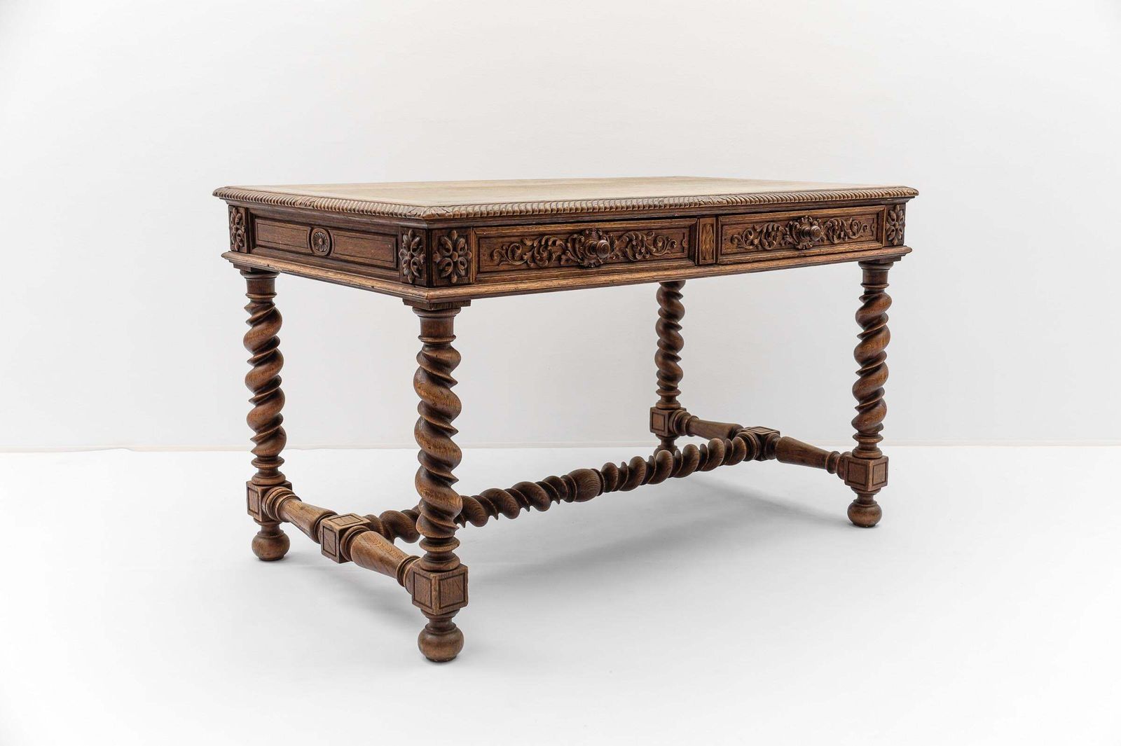 Late 19th Century French Barley Twist Writing Desk photo furniture