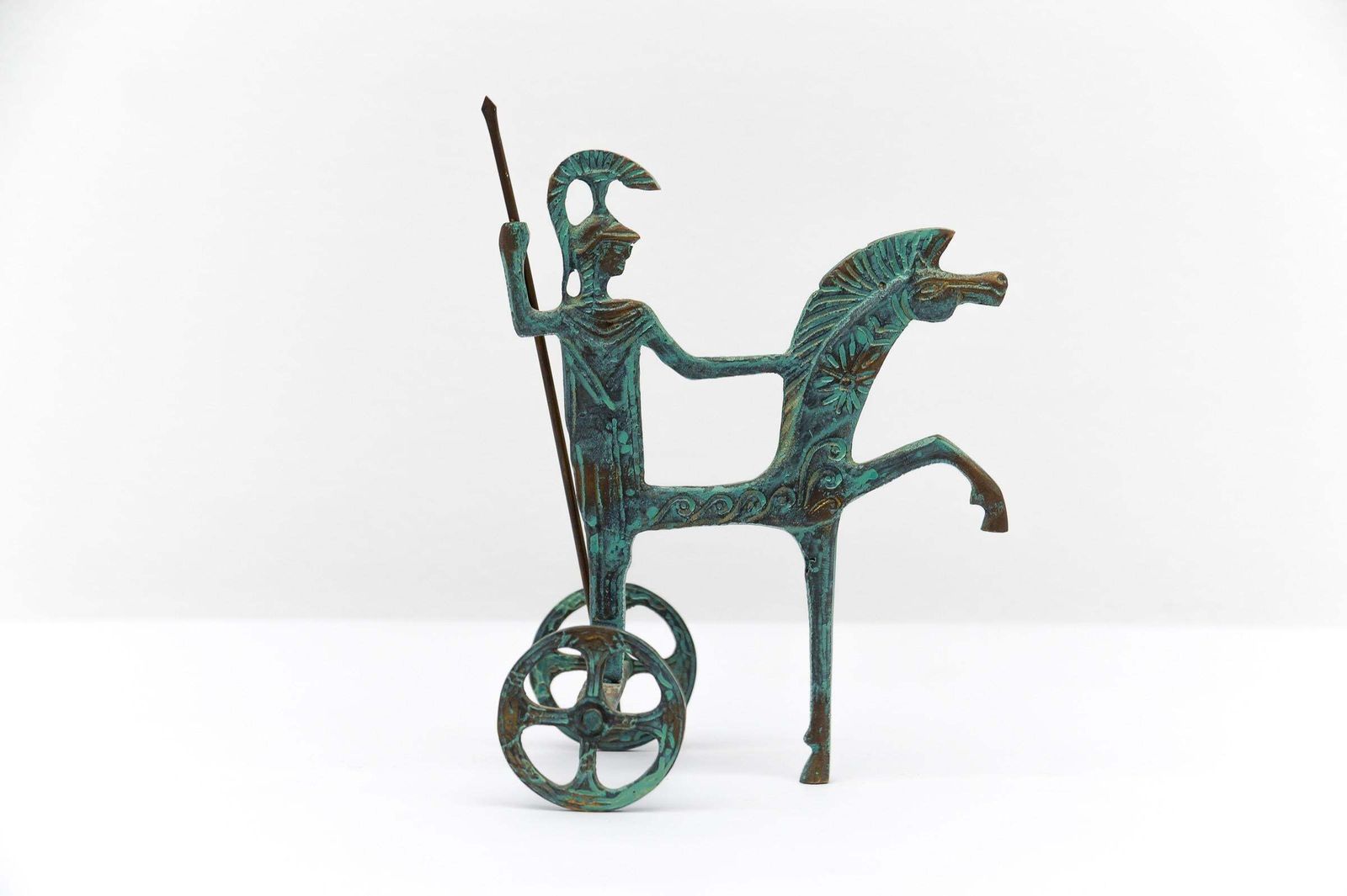 Bronze Sculpture Athena Minerva With Spear On Chariot, 1960s Mid Century Modern photo furniture