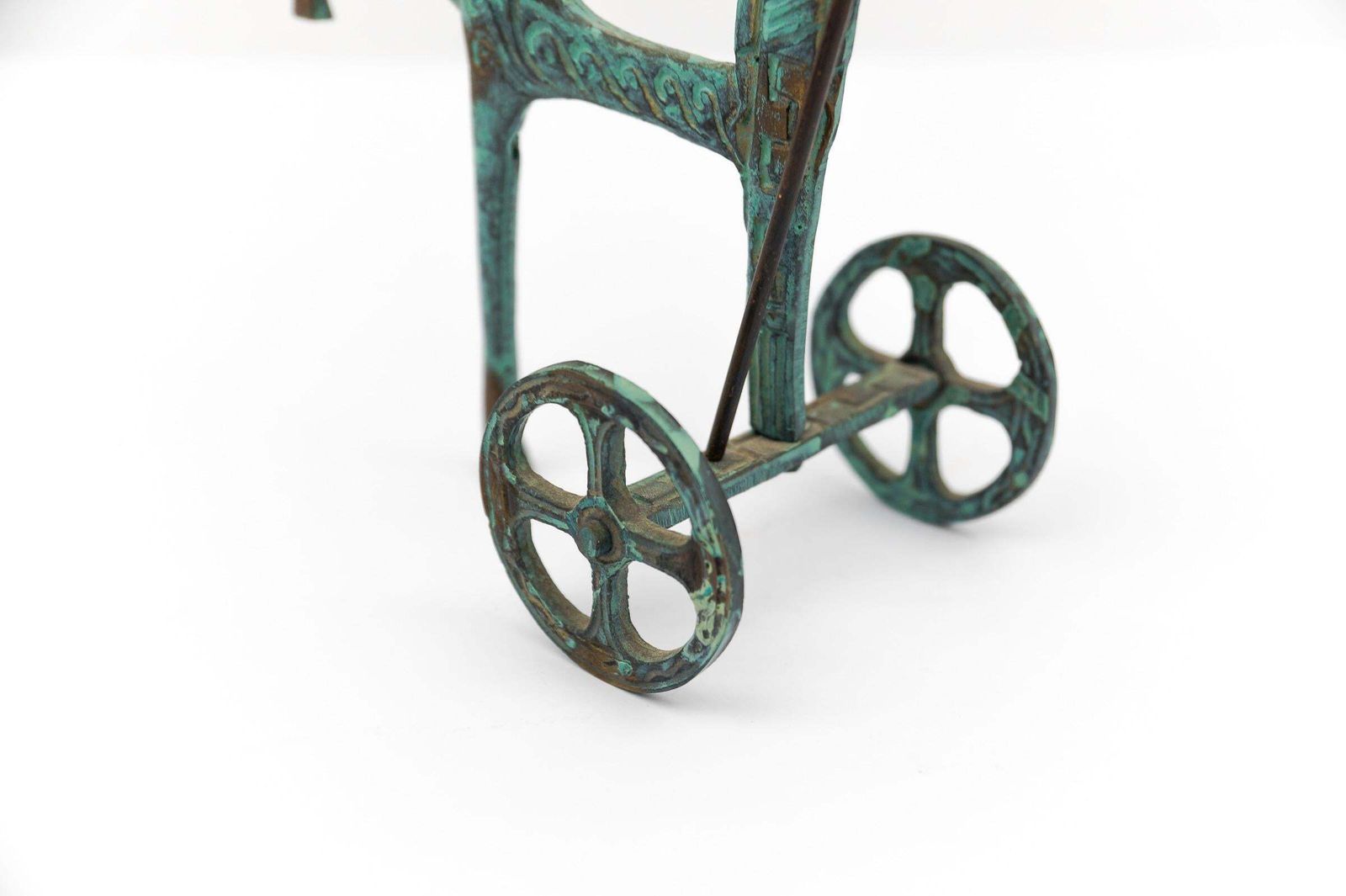 Bronze Sculpture Athena Minerva With Spear On Chariot, 1960s Mid Century Modern photo buy