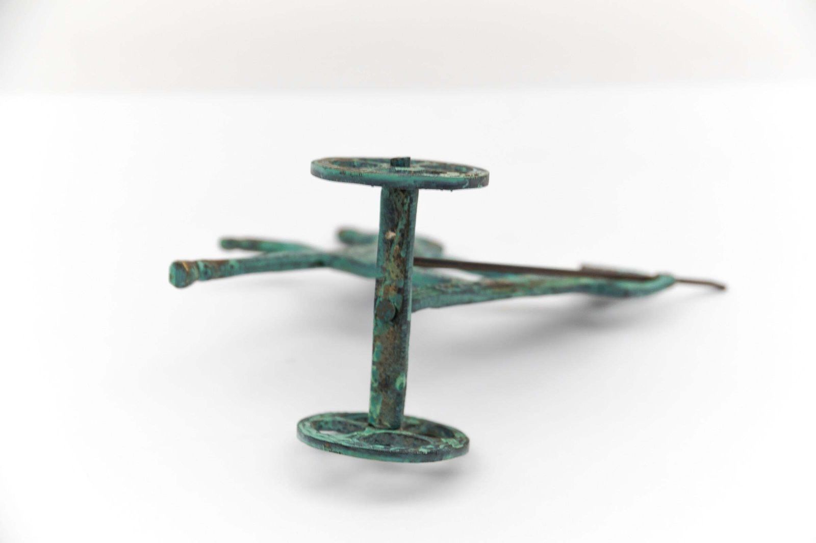 Bronze Sculpture Athena Minerva With Spear On Chariot, 1960s Mid Century Modern photo vintage