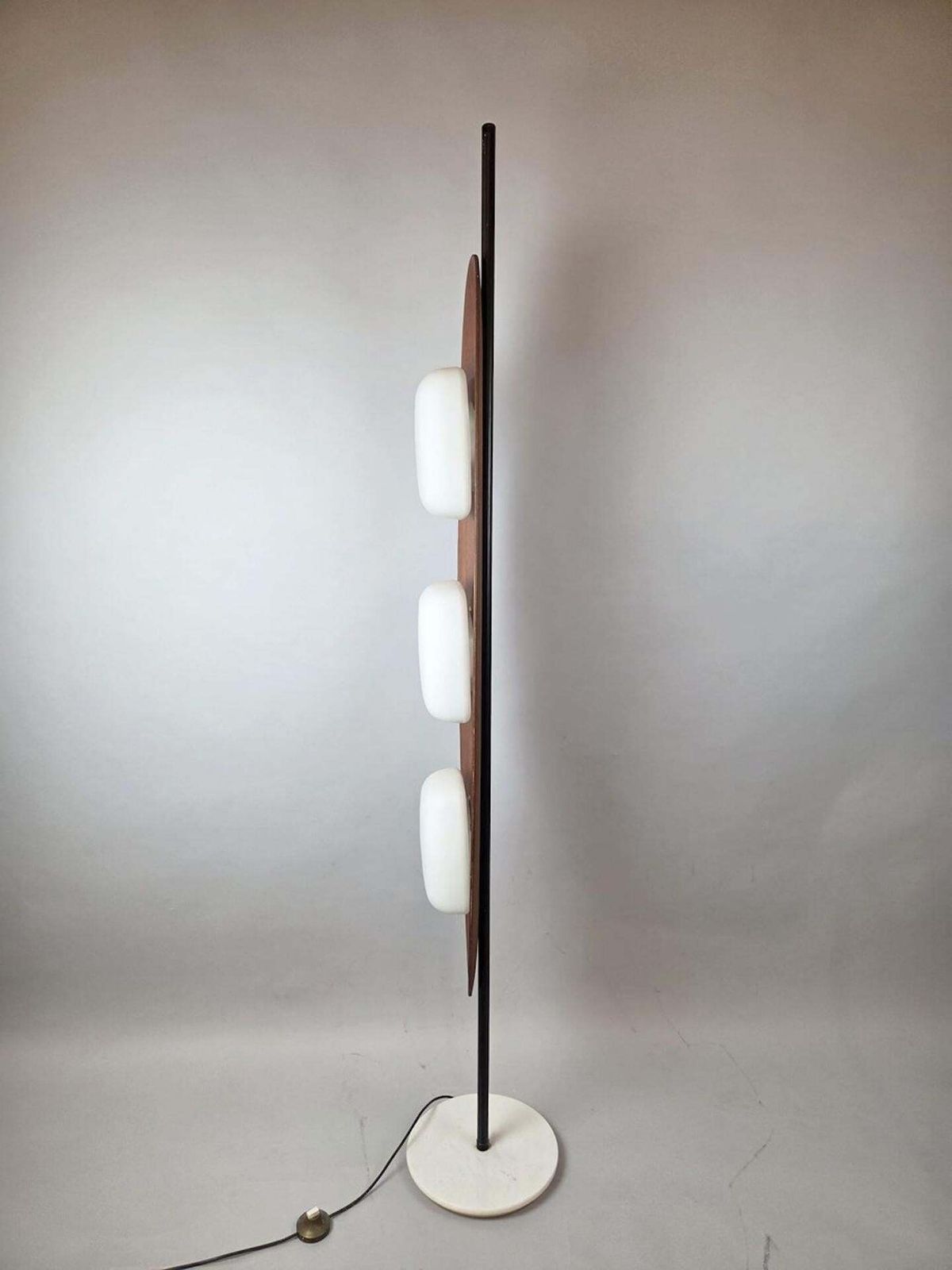Totem Floor Lamp By Goffredo Reggiani, Wood, Marble And Opaline Glass, Italy photo vinterior