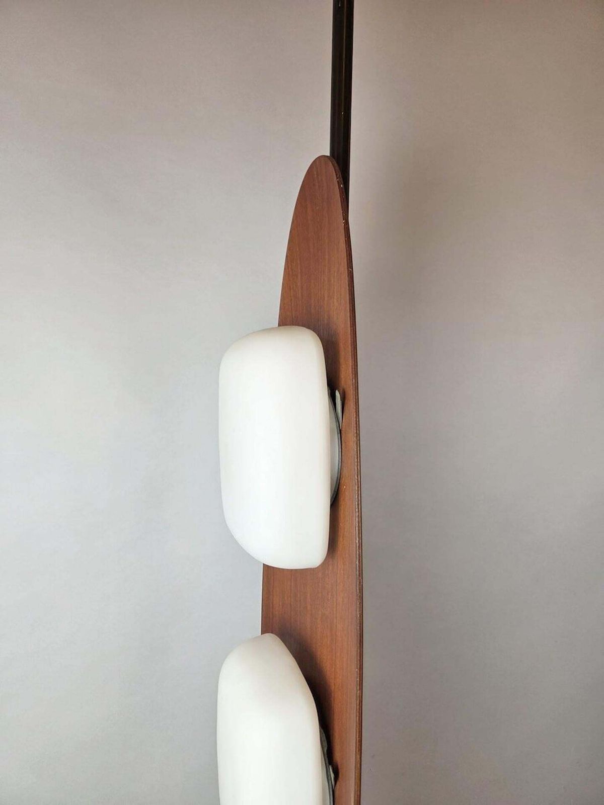 Lighting Totem Floor Lamp By Goffredo Reggiani, Wood, Marble And Opaline Glass, Italy photo