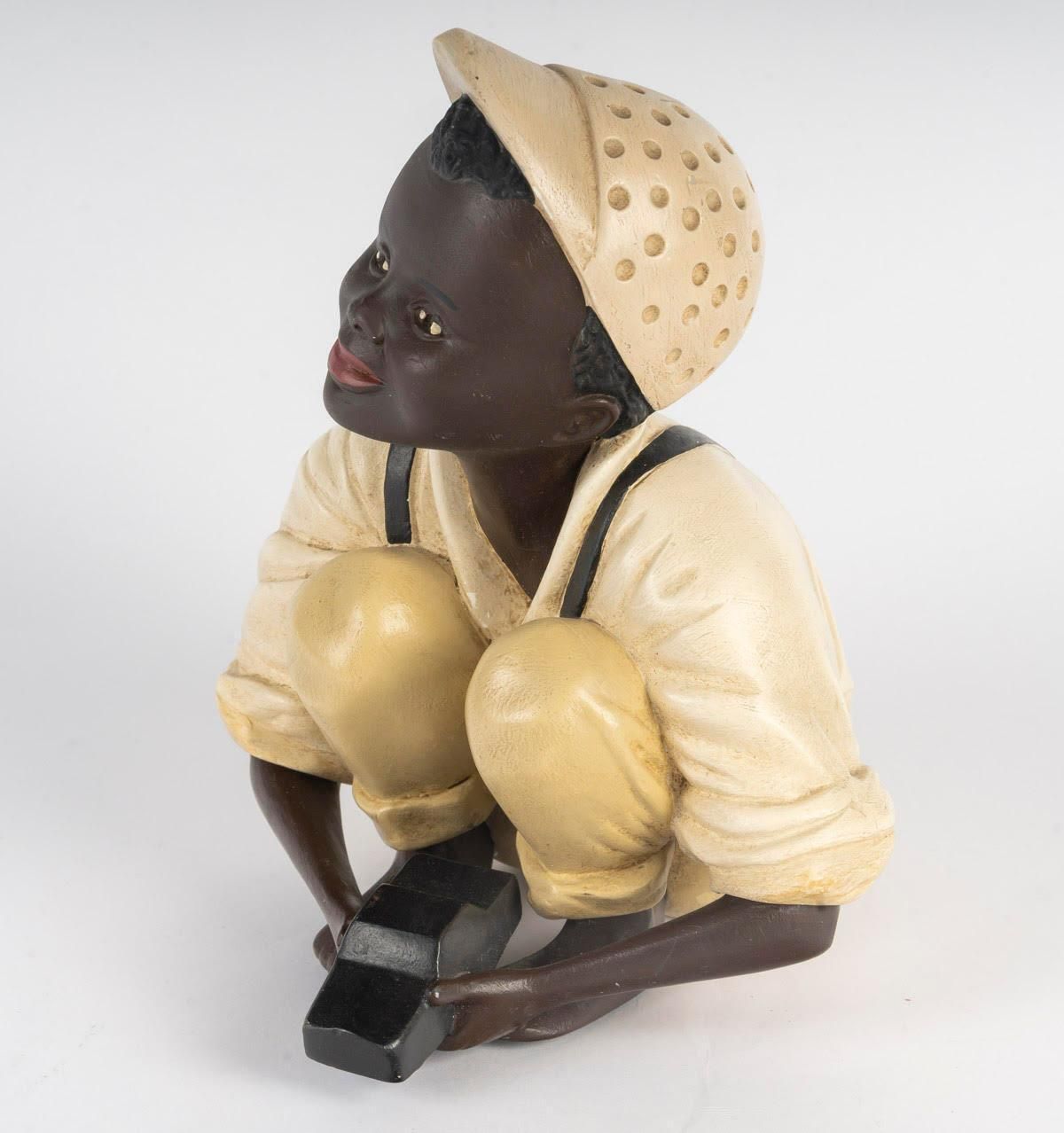 Painted Plaster Sculpture Of A Child Playing, 20th Century. photo vinterior