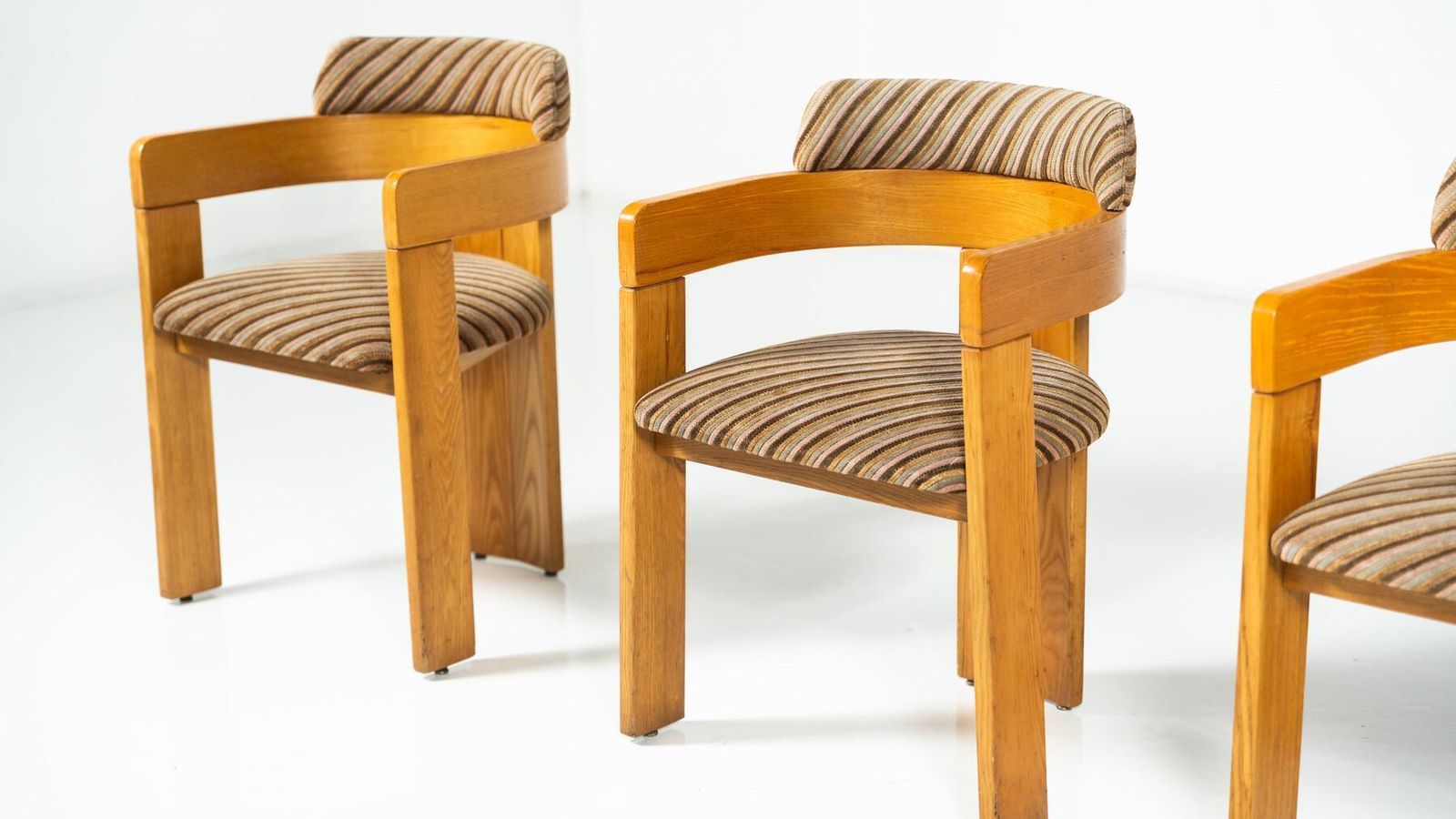 Set Of 4 Armchairs, Wood And Fabric, Italy, 1970s photo furniture