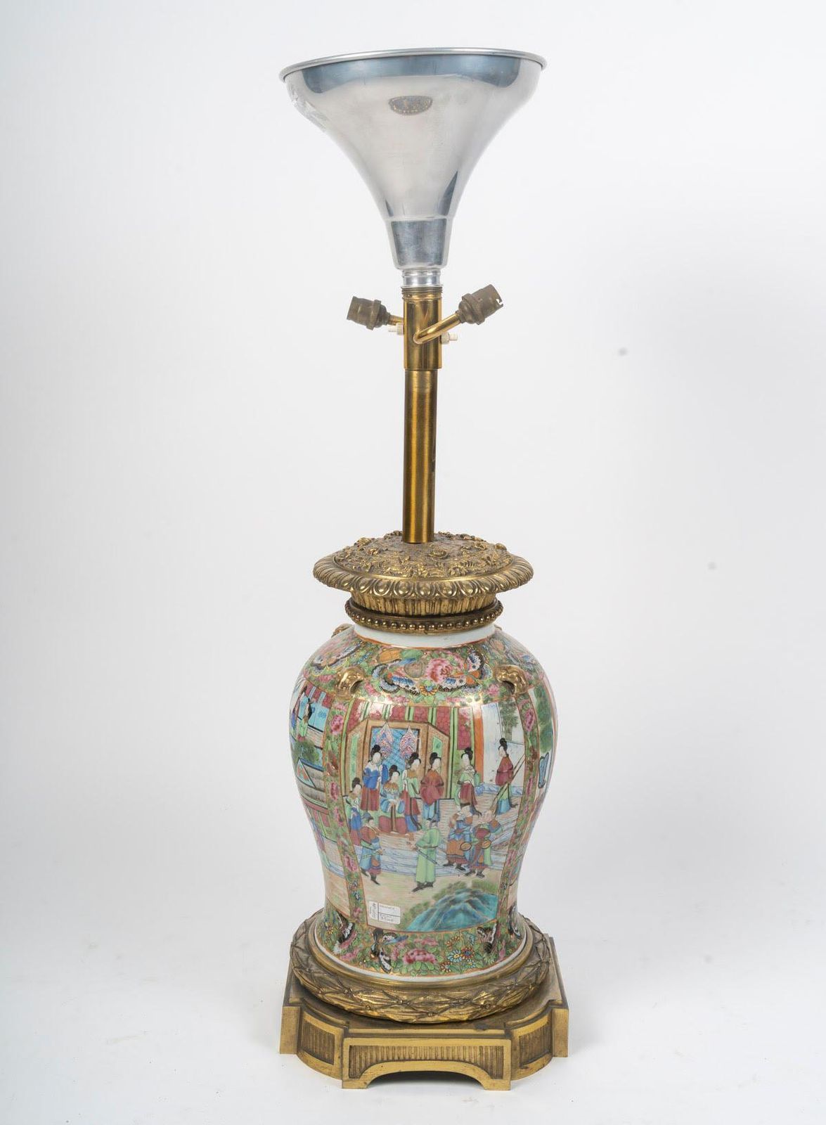 photo for sale Large Table Lamp In Satsuma Porcelain And Gilt Bronze, 19th Century.