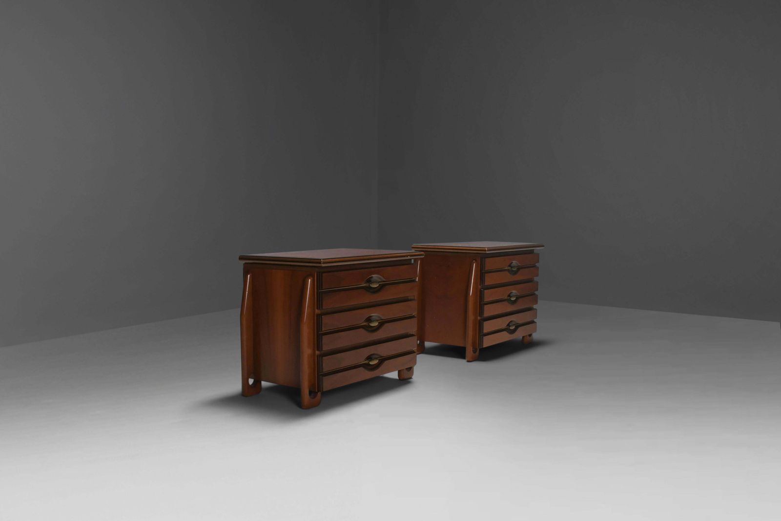 Set Of Walnut Cabinets / Chest Of Drawers By Mobil Girgi, Italy 1970s photo 4414.0