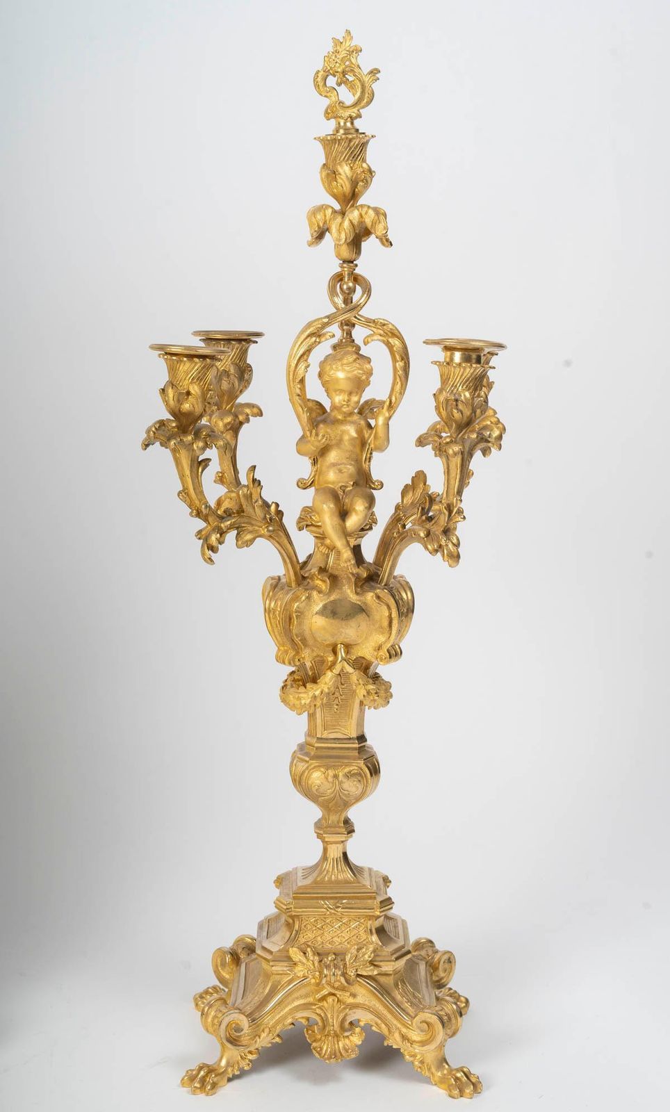 Gilded Bronze Mantel Set, Louis XV Style, Napoleon III Period. photo for sale