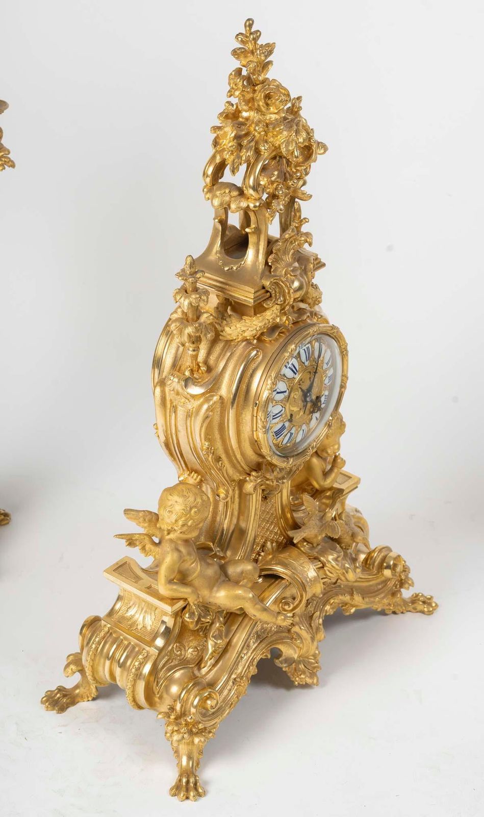 Gilded Bronze Mantel Set, Louis XV Style, Napoleon III Period. photo buy