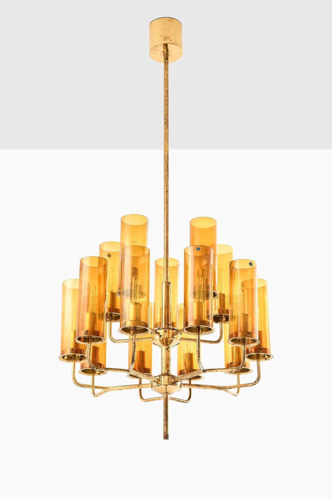 Ceiling Lamp In Brass And Glass By Hans Agne Jakobsson, 1960s photo Lighting