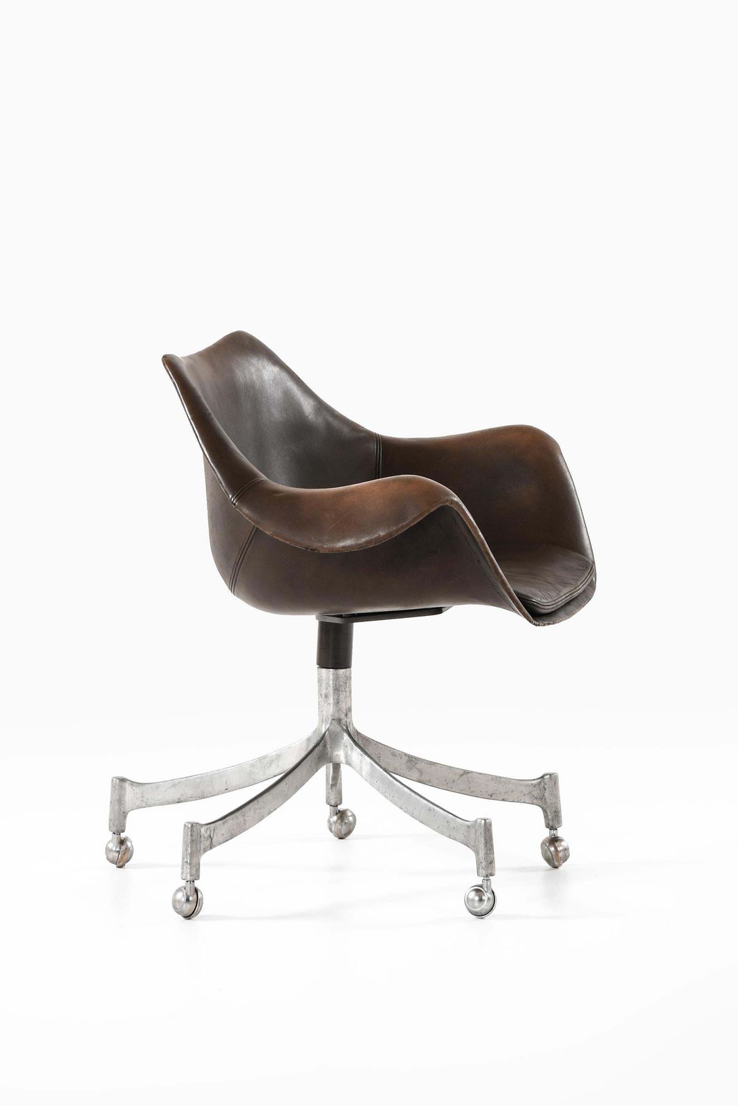 Office Chair In Aluminum And Leather By Jørgen Lund & Ole Larsen, 1960s photo for sale