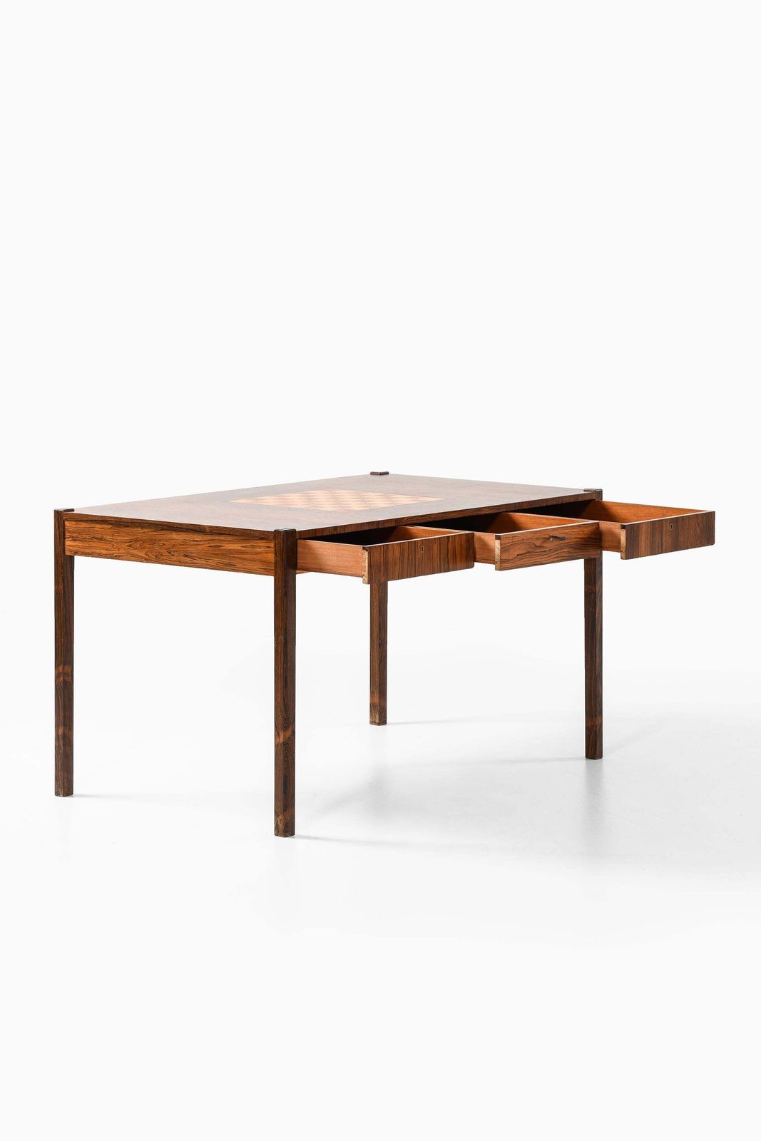 Rare Desk Or Library Table In Brass And Rosewood , 1950s photo vinterior