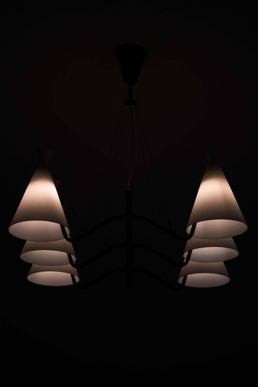 Ceiling Lamp In Brass, Teak And Opaline Glass By Svend Aage Holm Sørensen, 1950s photo Lighting