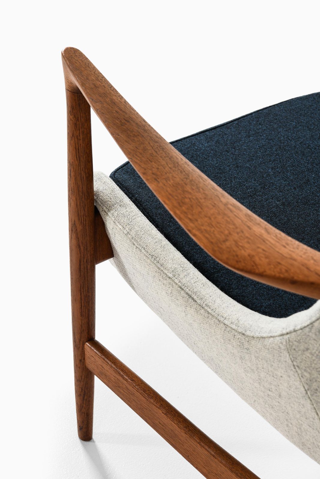 photo for sale Set Of 2 Easy Chairs In Wool And Teak By Ib Kofod Larsen, 1950s
