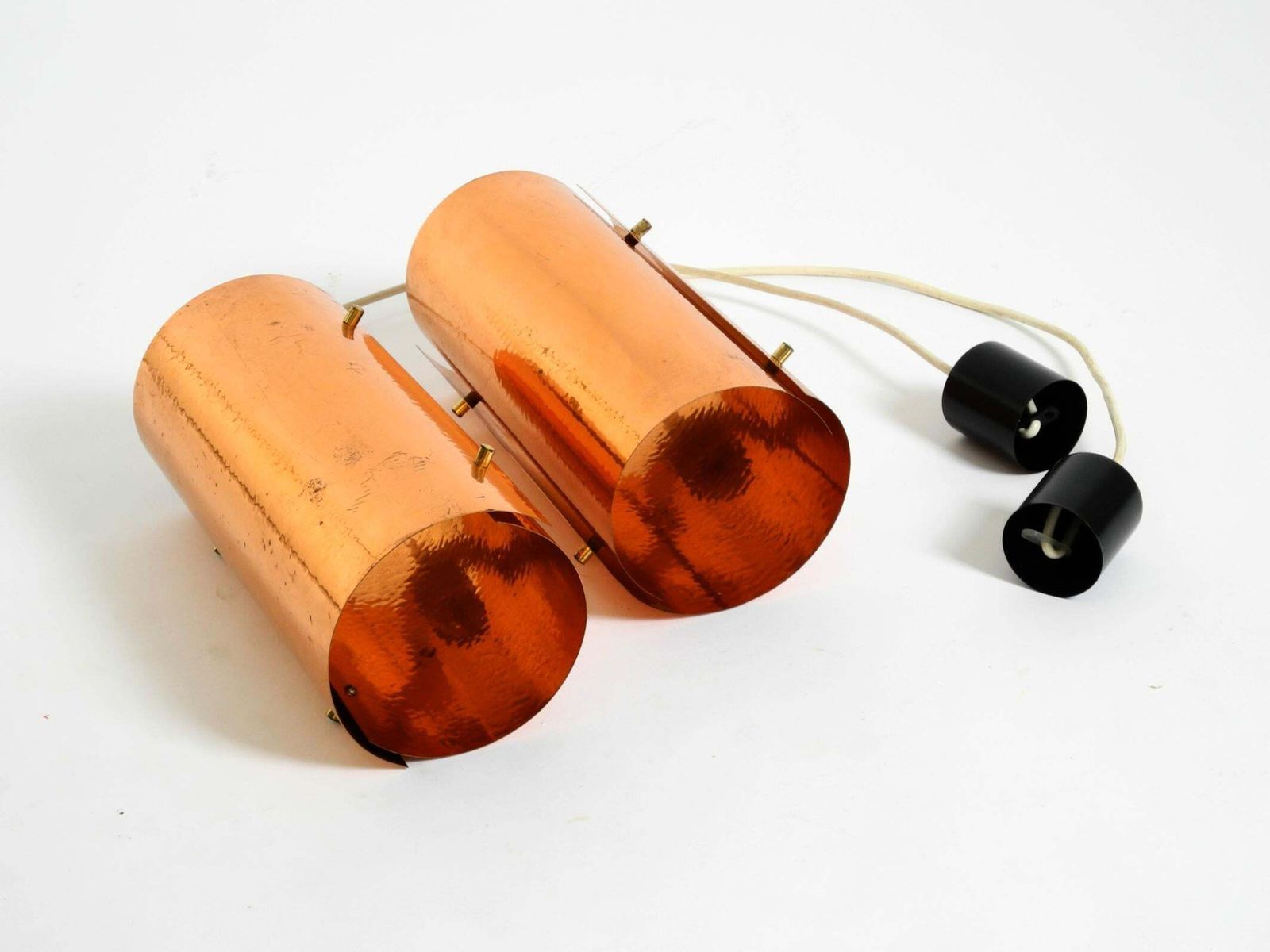 Two 1950s Tube Pendant Lamps Consisting Of Two Screwed Together Copper Bowls photo buy