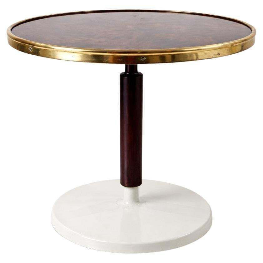 1950s Italian Yacht Side Table, Burl And Brass Restored