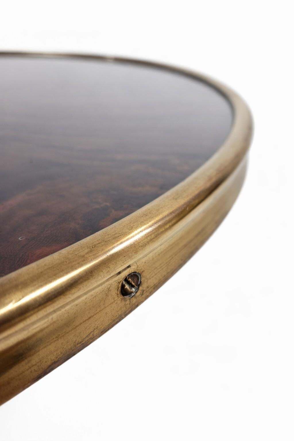 1950s Italian Yacht Side Table, Burl And Brass Restored photo vinterior