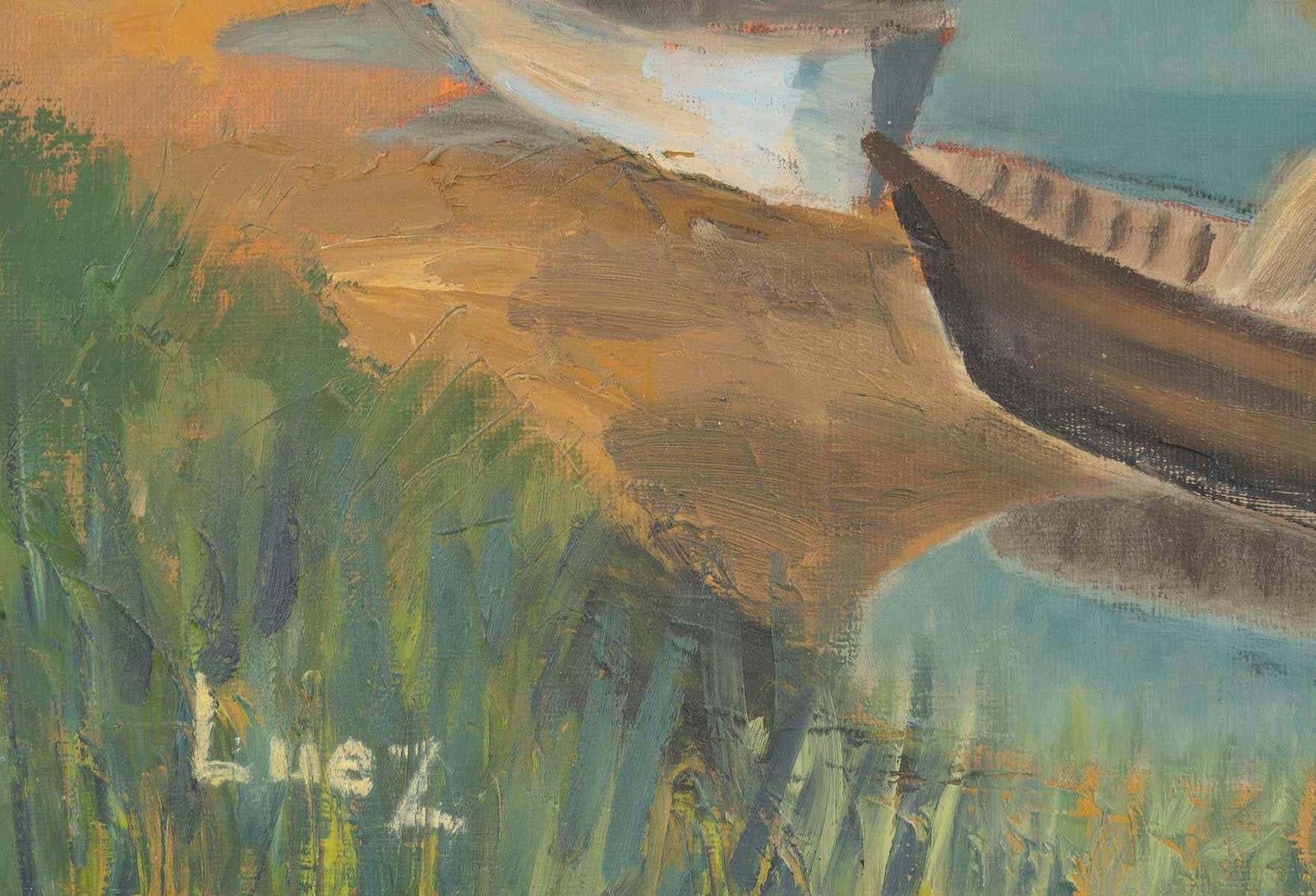 Oil On Canvas By Evelyne Luez From The 20th Century. photo 789.0