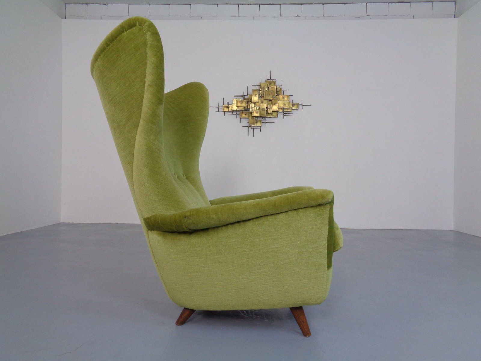 Italian Mohair Wingback Chair, 1950s photo furniture
