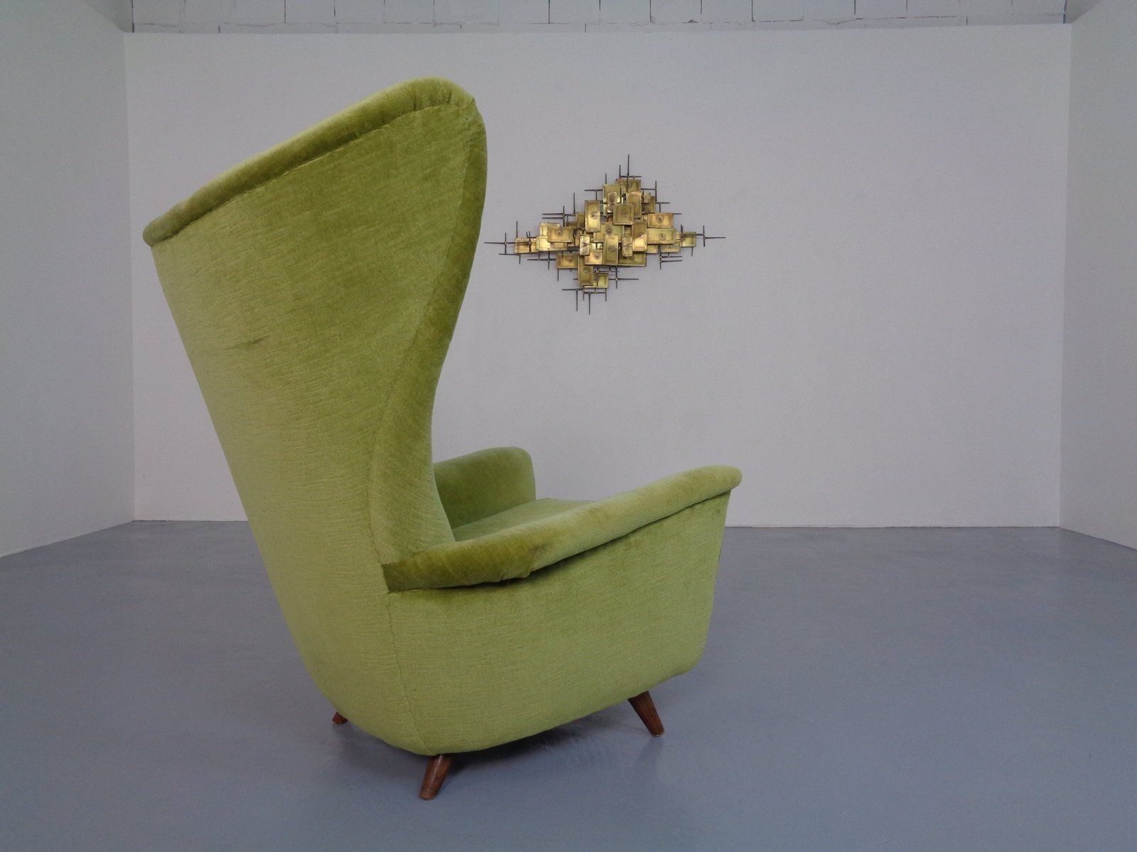 Italian Mohair Wingback Chair, 1950s photo Furniture
