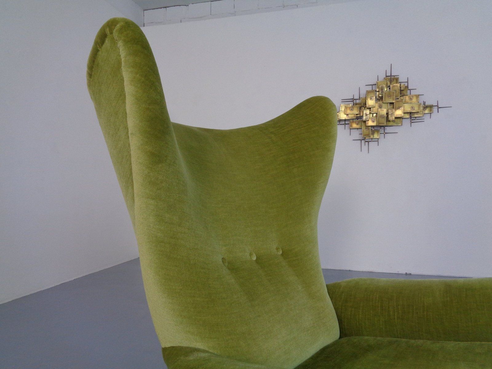 photo furniture Italian Mohair Wingback Chair, 1950s