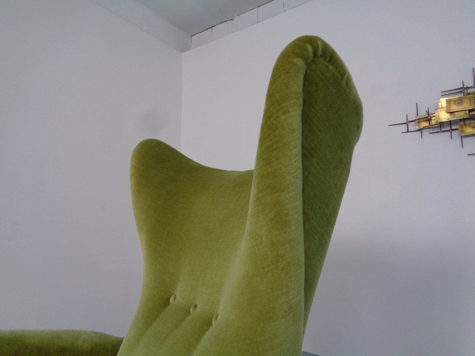 photo for sale Italian Mohair Wingback Chair, 1950s