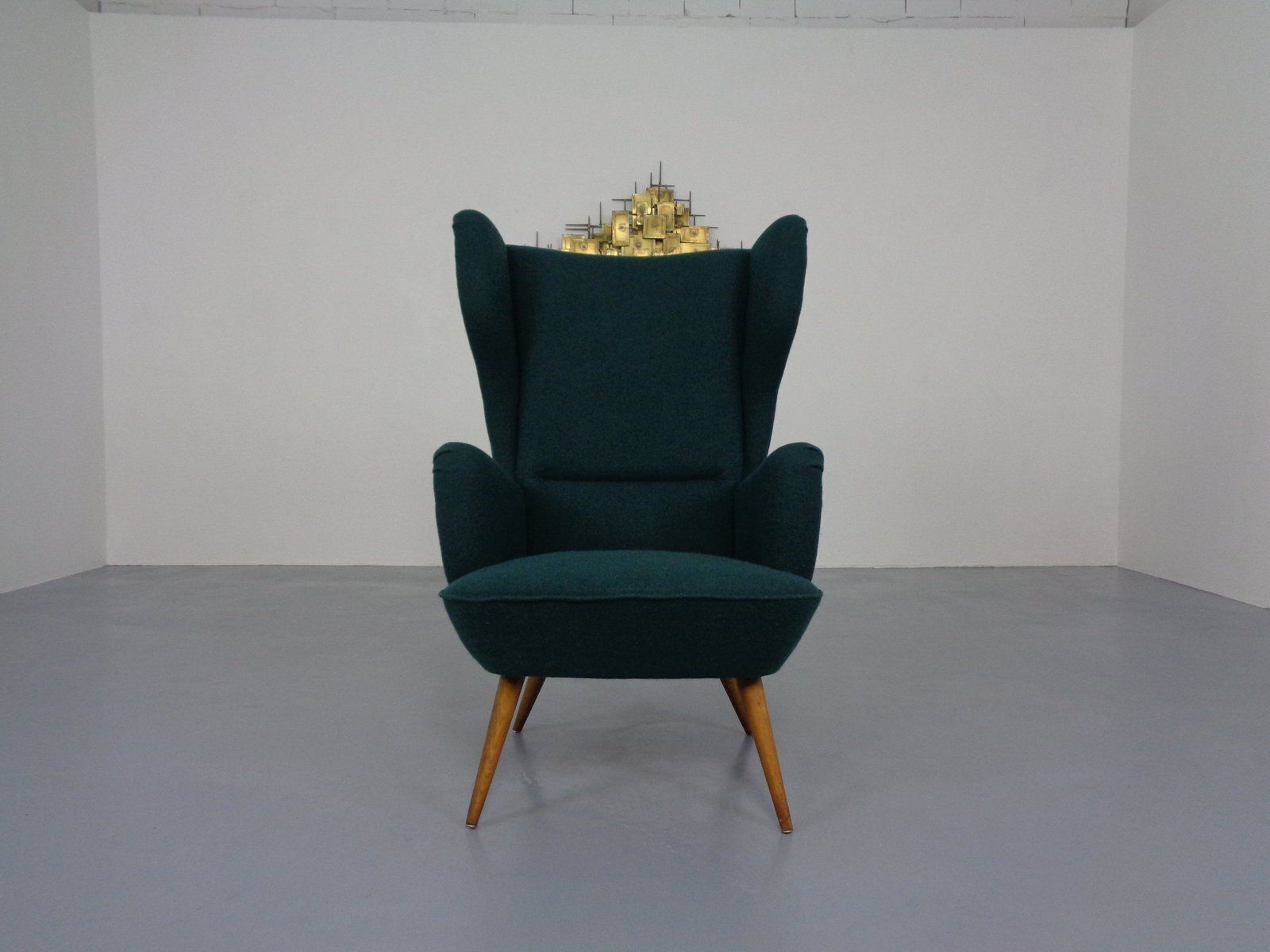photo for sale French Wingback Chair With Kvadrat Tonica Upholstery, 1950s