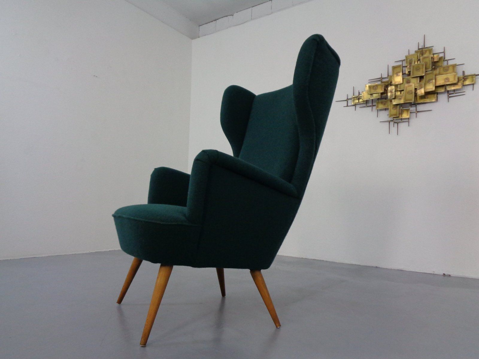 Furniture French Wingback Chair With Kvadrat Tonica Upholstery, 1950s photo