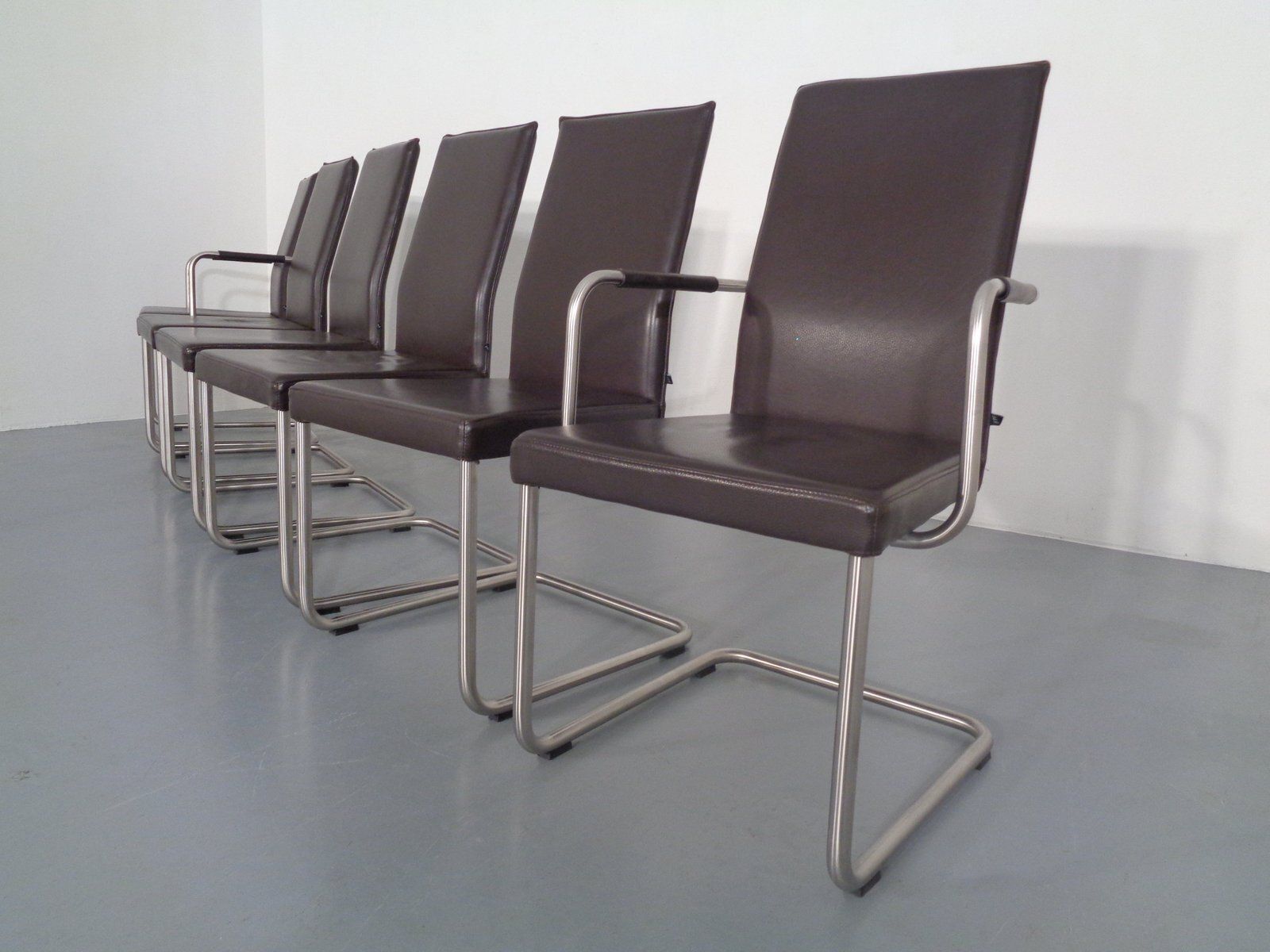 Leather Cantilever Dining Chairs By Karl Friedrich Förster For Kff, 1990s, Set Of 6 photo Furniture