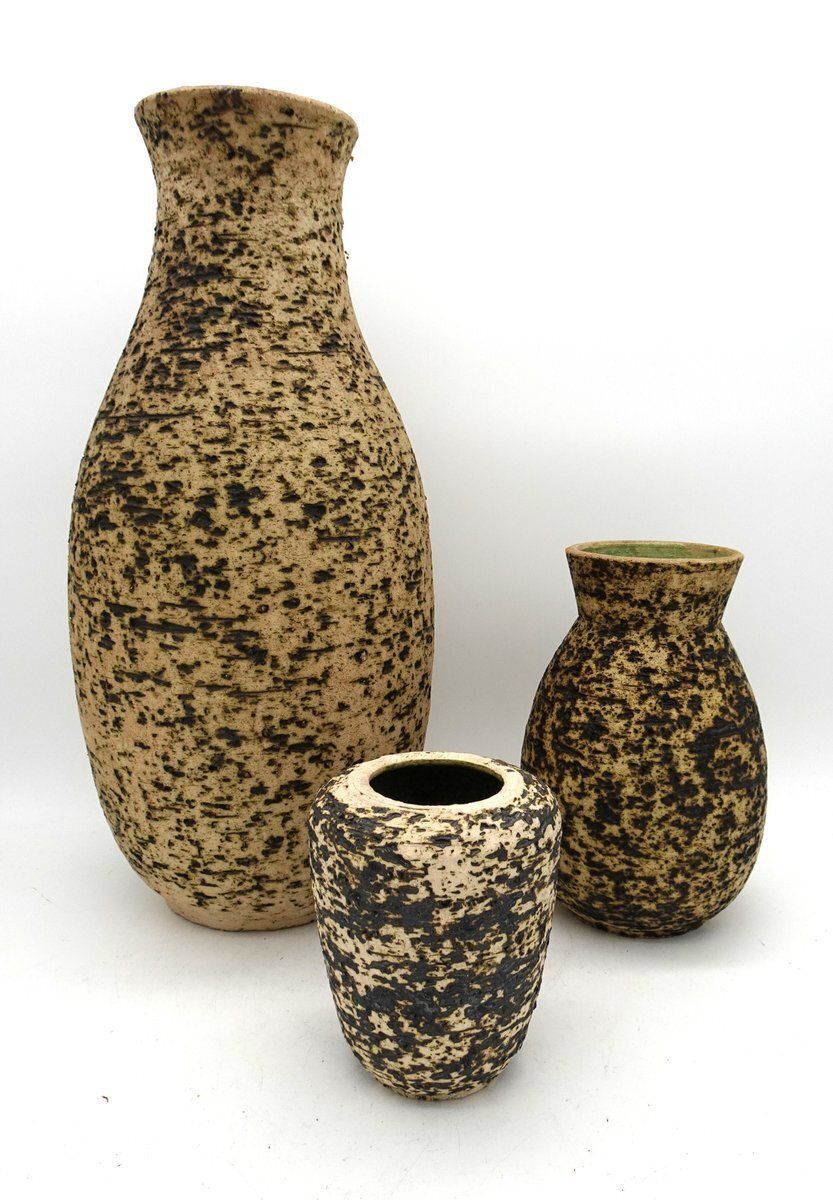 Dutch Ceramic Birch Bark Series Vase From Pieter Groeneveldt, 1960s, Set Of 3