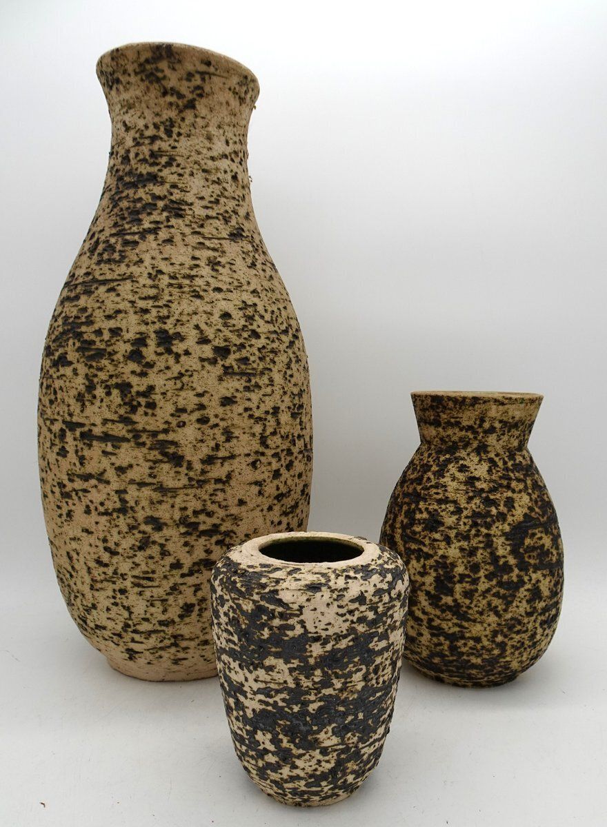 Dutch Ceramic Birch Bark Series Vase From Pieter Groeneveldt, 1960s, Set Of 3 photo 392.0